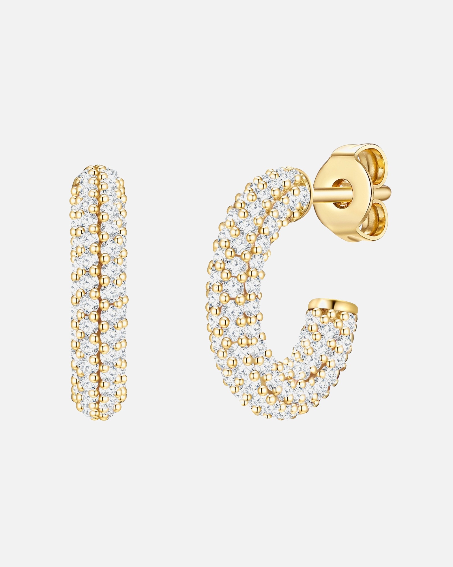 Créoles for FemmeCréoles en argent Argent sterling Oxyde de zirconium (CZ) en Or jaune15,6 mm