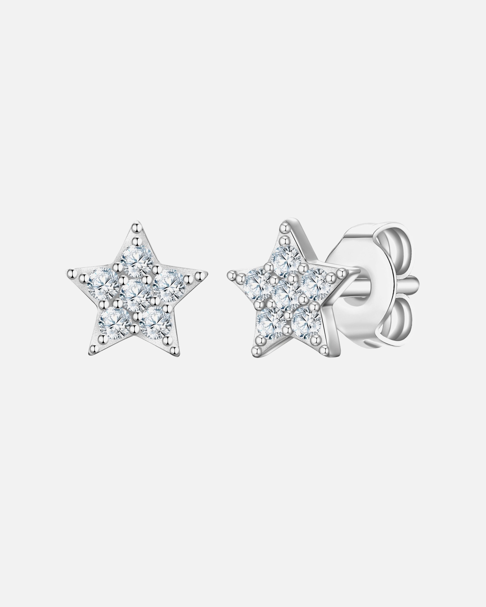 Ohrringe für Weiblich Rafaela Donata Ohrstecker Stern aus Sterling Silber in Silber mit Zirkonia 6,6 mm