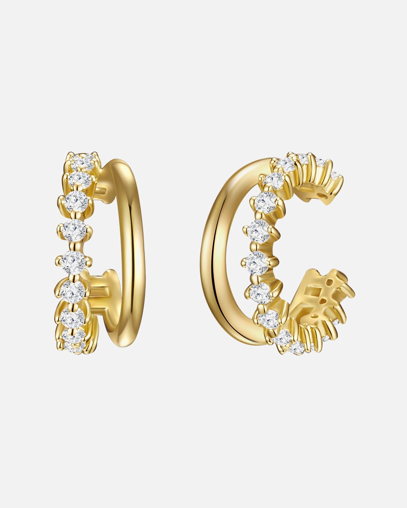 Boucle d'oreilles for FemmeManchette d'oreille en argent Argent sterling Oxyde de zirconium (CZ) en Or jaune11,7 mm