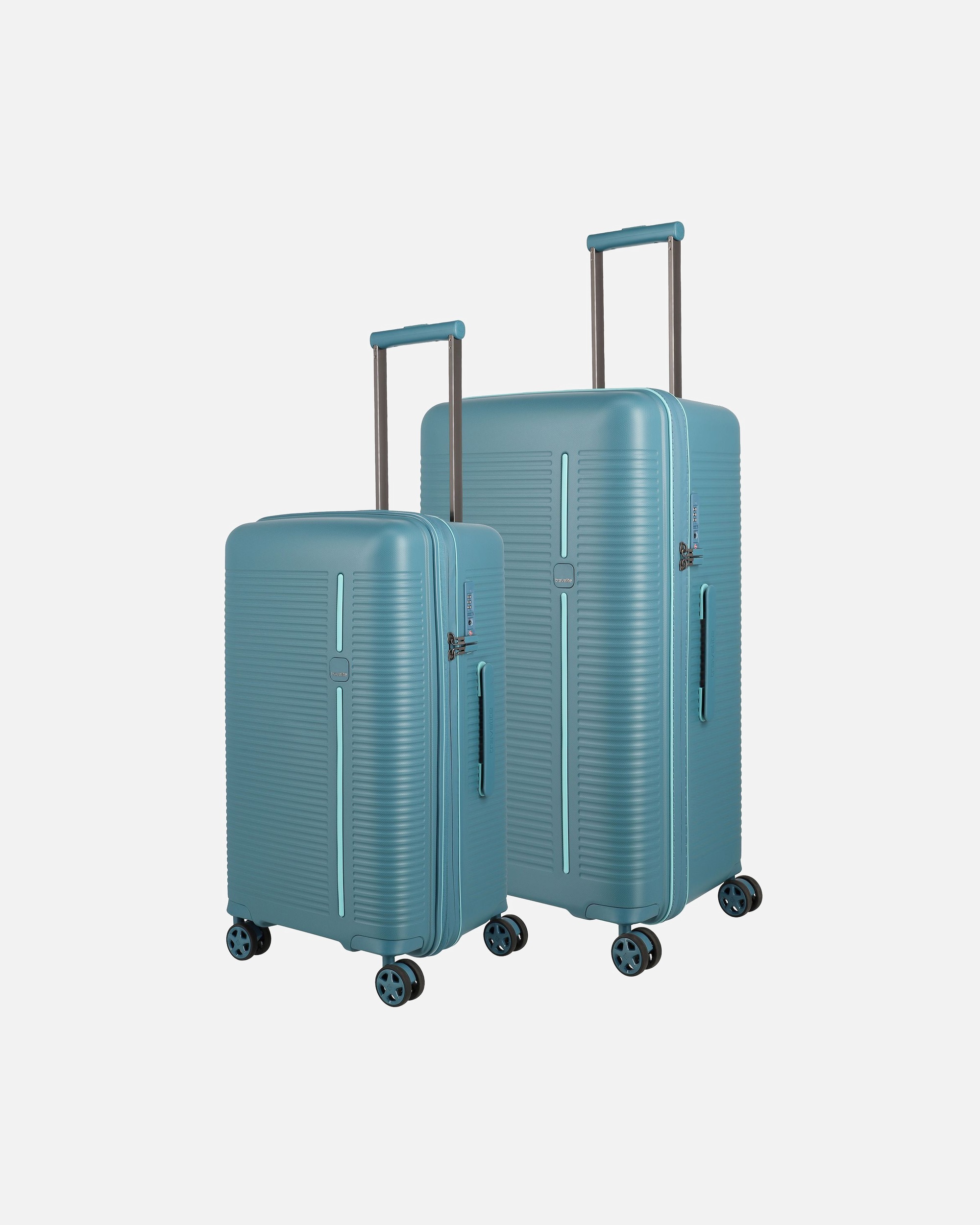 Koffer für Männlich Travelite Roomer 4 Rollen Kofferset 2-teilig aqua
