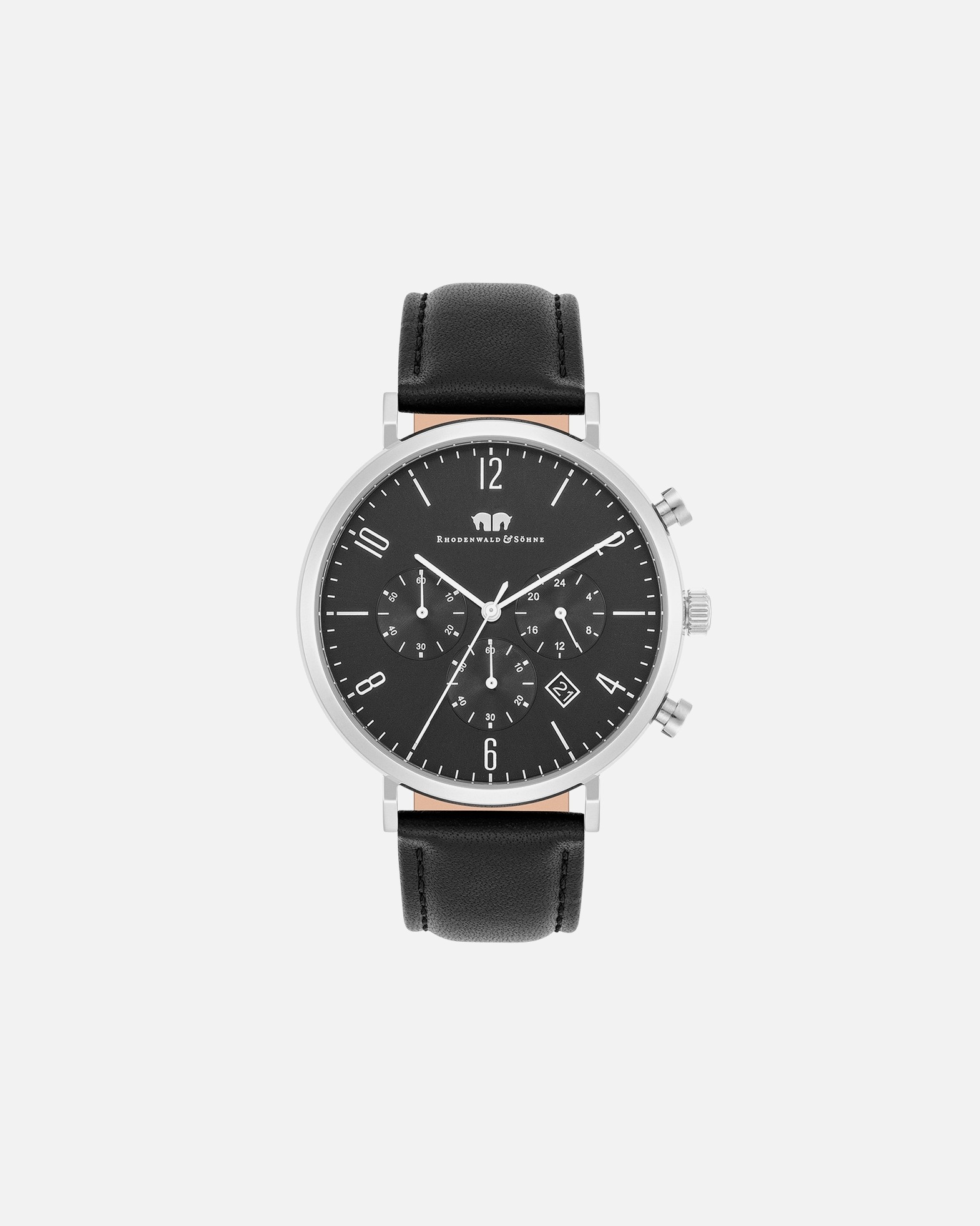 Uhr für Männlich Armband-Uhr Arakon aus Echtleder in schwarz 42,0 mm