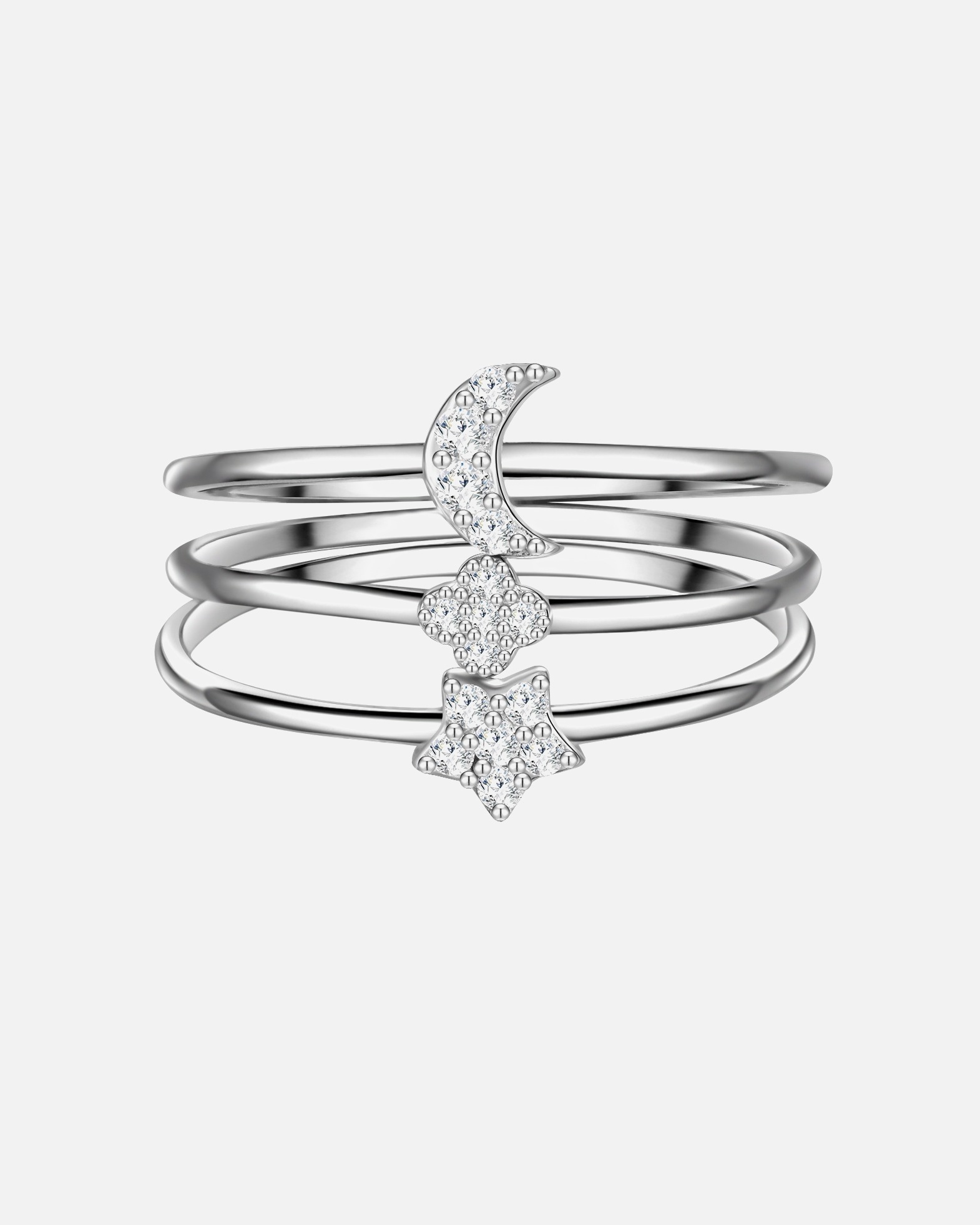 Bague for FemmeGlanzstücke MünchenBague en argent Étoile/lune/fleur Argent sterling Oxyde de zirconium (CZ) en Argent58