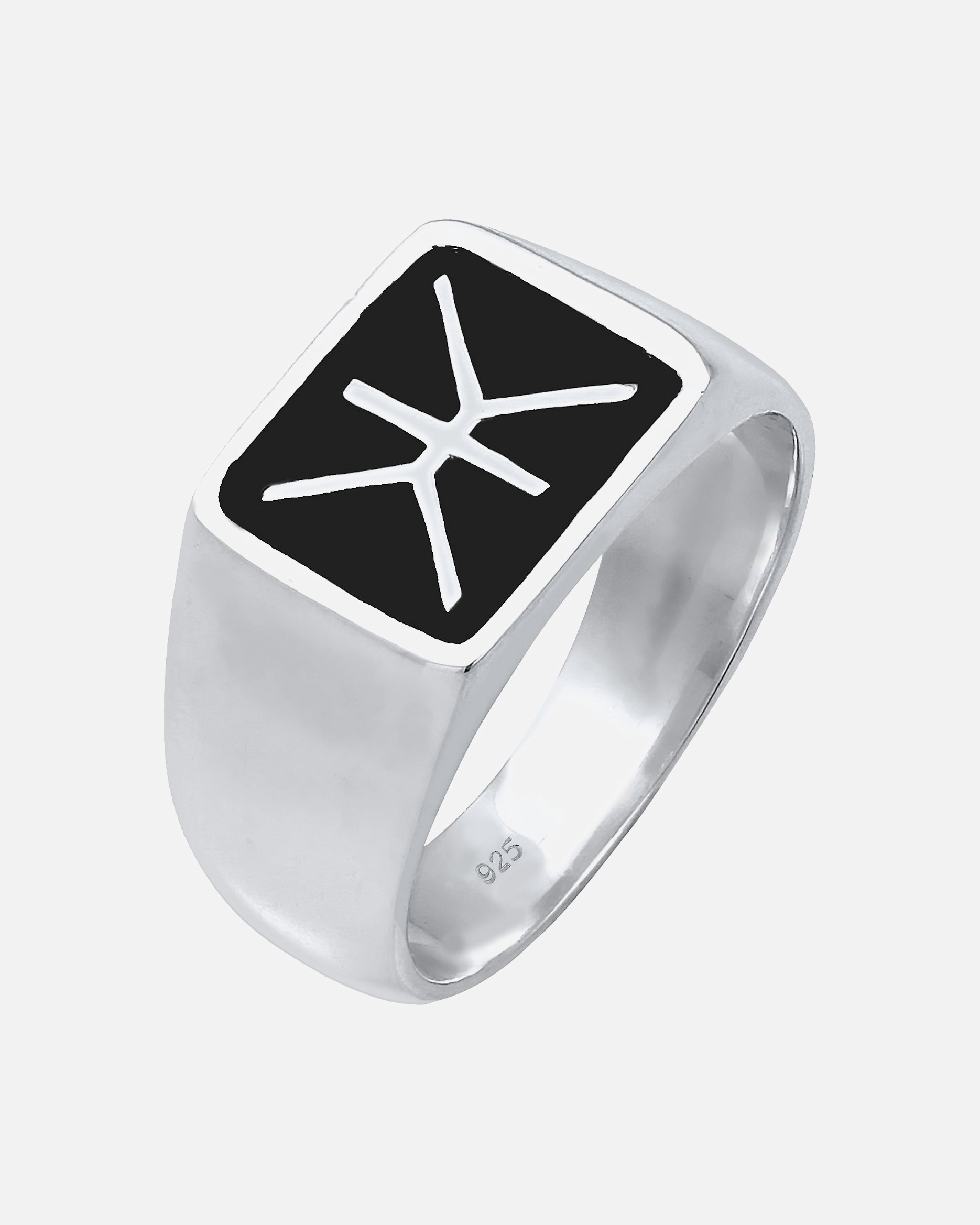 Ring für Männlich KUZZOI Herren Siegelring Emaille Logo Basic 925 Silber 64