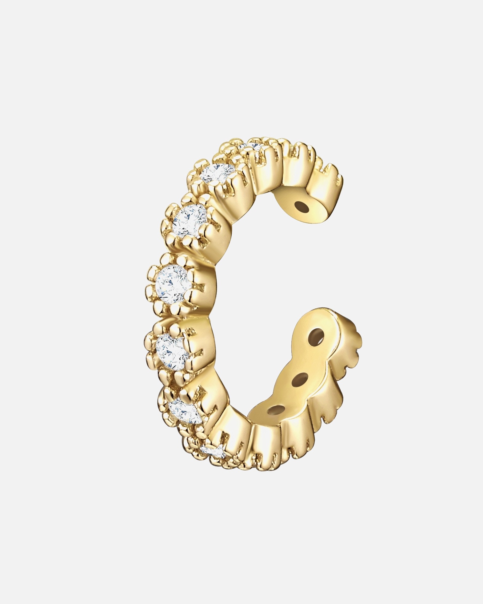 Boucles d'oreilles Ear Cuff for FemmeManchette d'oreille en argent Argent sterling Oxyde de zirconium (CZ) en Or jaune15,1 mm