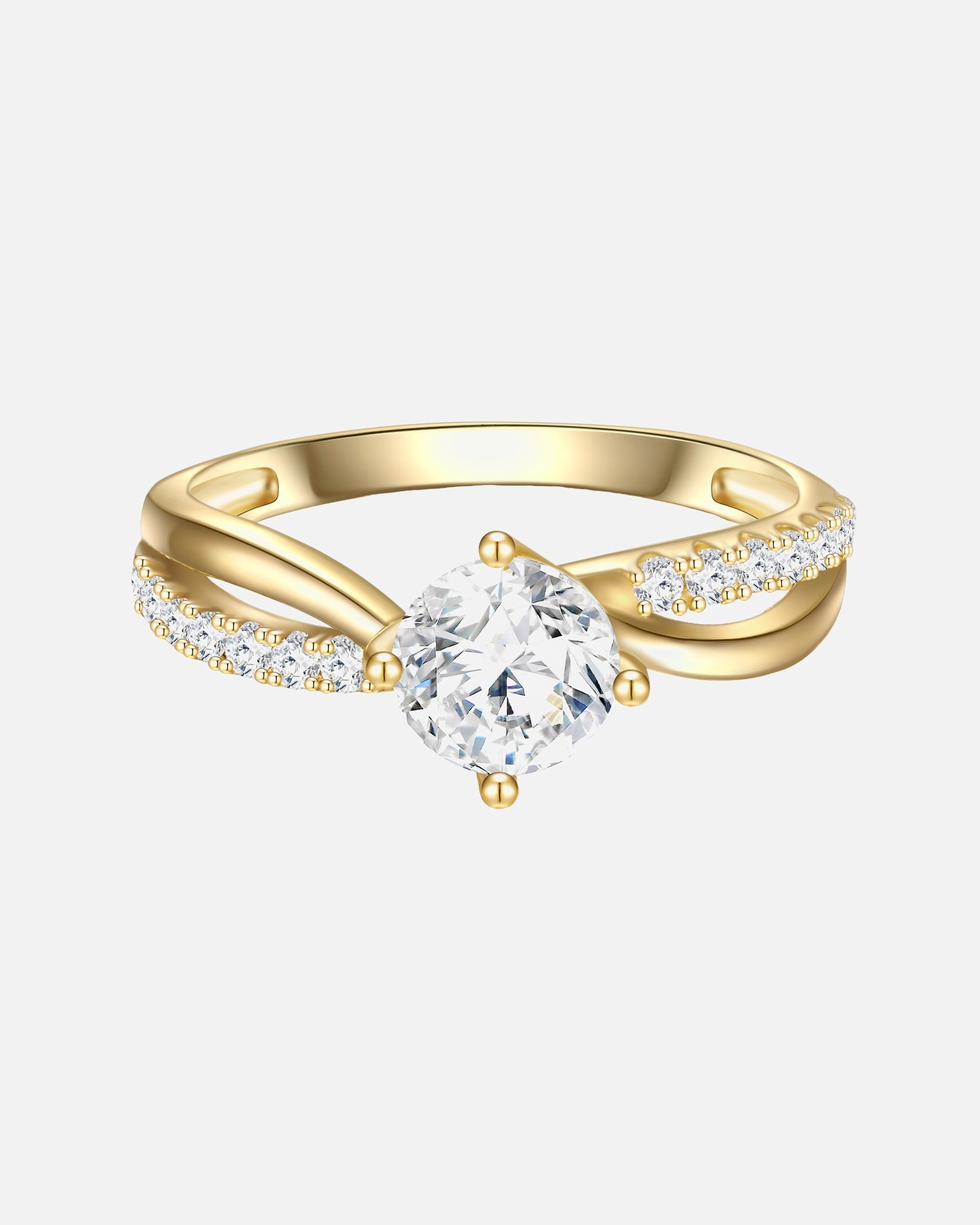 Ring für Weiblich Trilani Ring aus Sterling Silber in gelbgold mit Zirkonia 54
