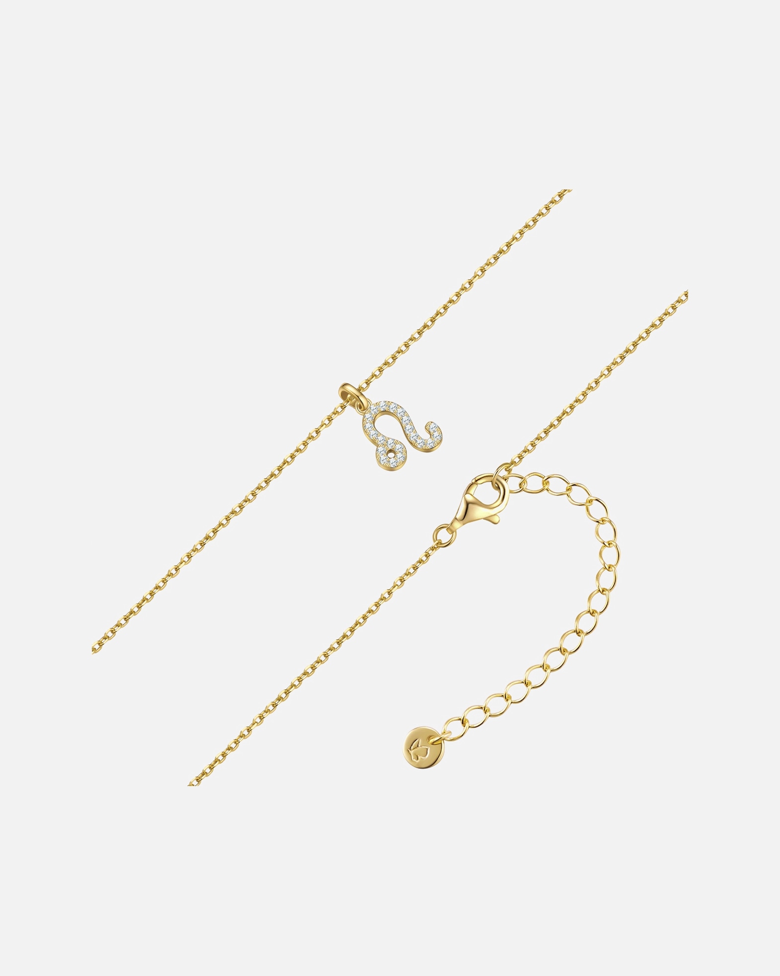 Halskette für Weiblich Glanzstücke München Halskette Sternzeichen Löwe aus Sterling Silber in gelbgold mit Zirkonia 40,0 cm Basiskette + 5,0 cm Verlängerung