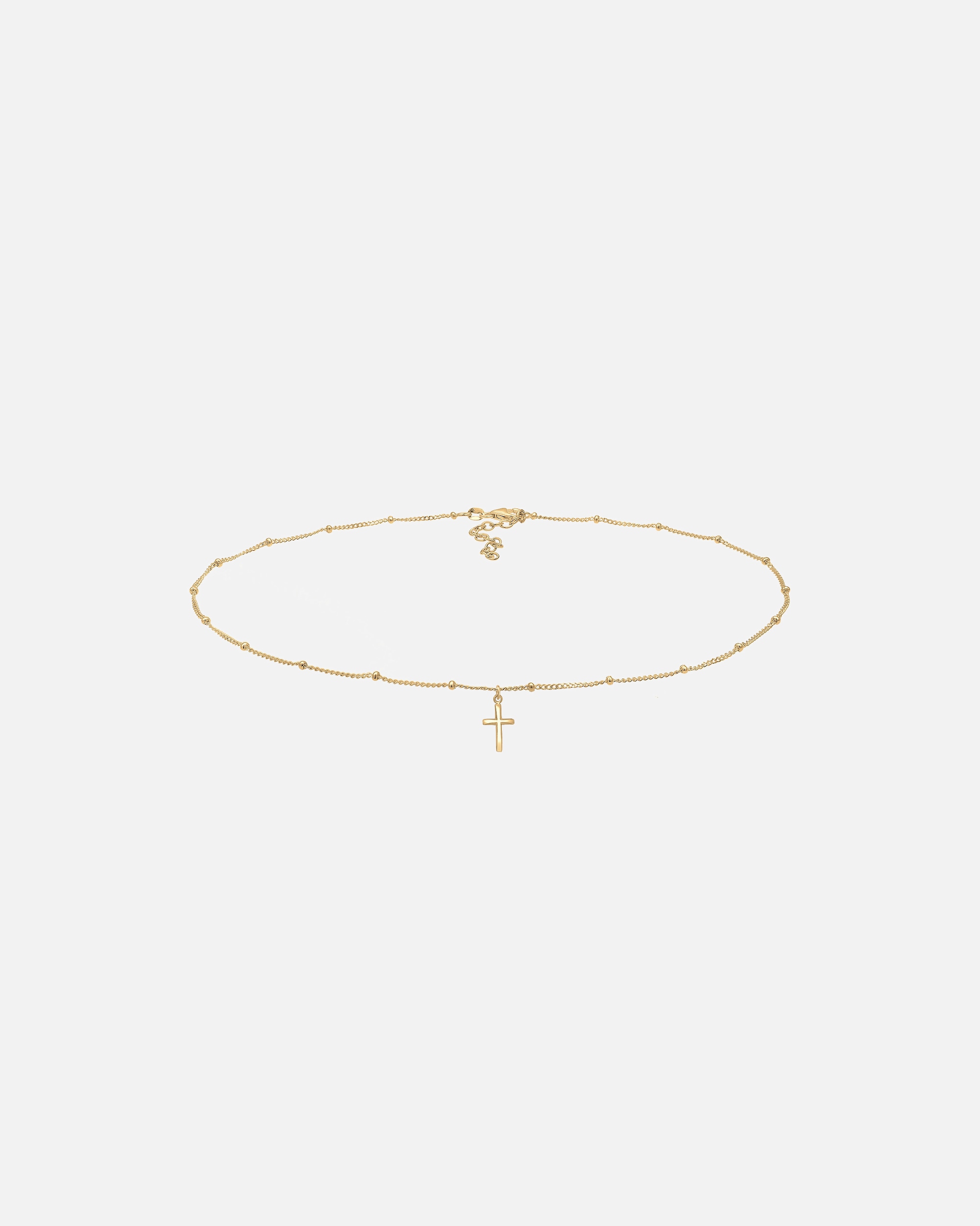 Halskette für Weiblich Elli Basic Choker Kugelkette Kreuz Glaube 925 Silber goldfarben