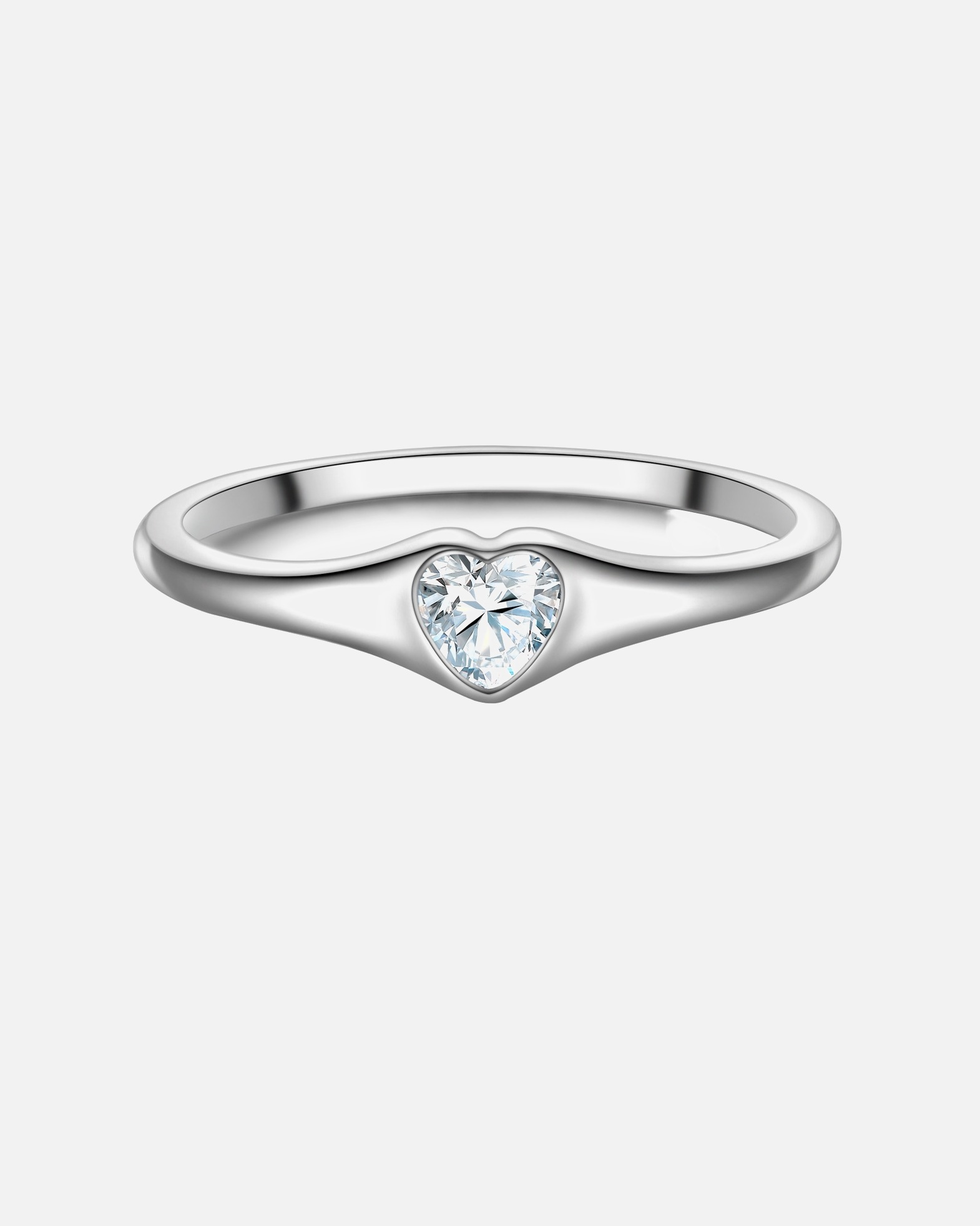 Bague for FemmeBague Cœur en Argent Sterling en argent avec Zirconium52