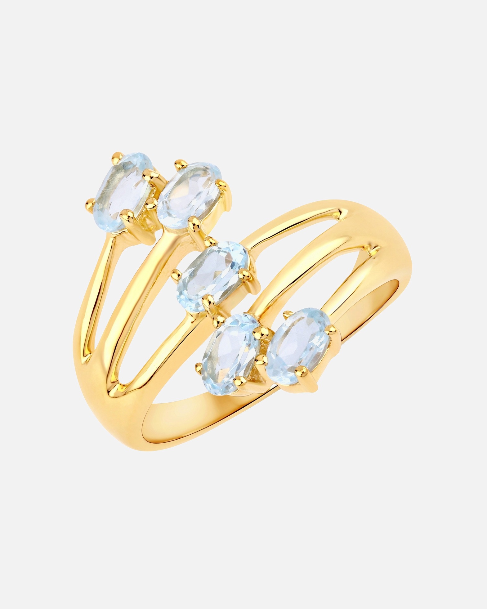 Ring für Weiblich Rafaela Donata Ring Sterling Silber Blautopas in Gelbgold 60