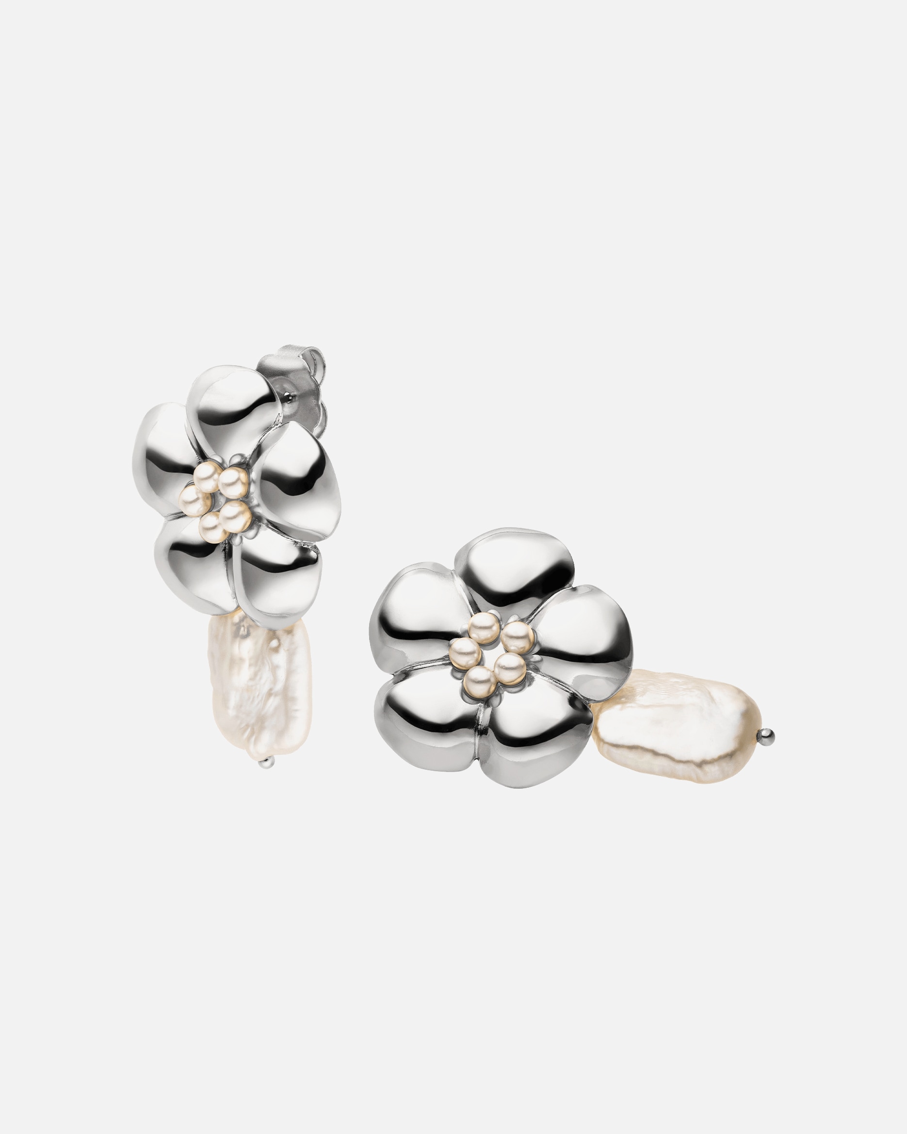 Boucle d'oreilles for UnisexePureleiFleuri nacré Boucles d'oreilles 100% acier inoxydableArgent