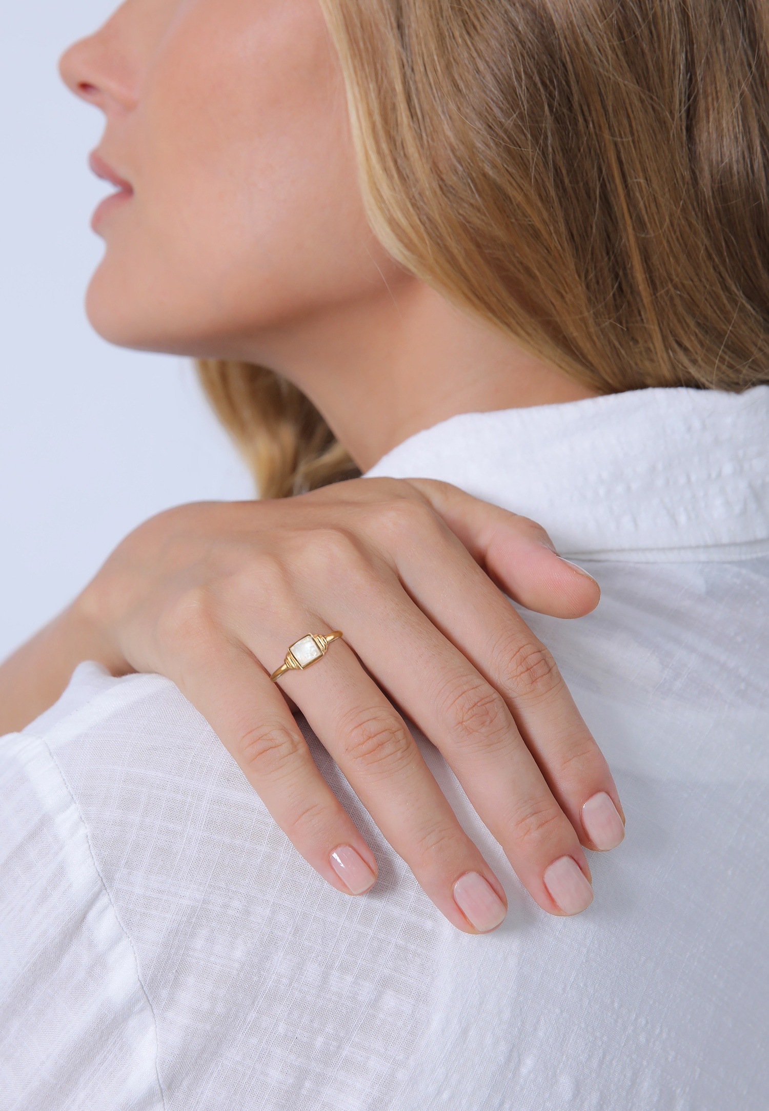 Bague Femme En Argent Sterling 925 Avec Pierre De Lune - Plaquée Or, Design Romantique Et Intemporel