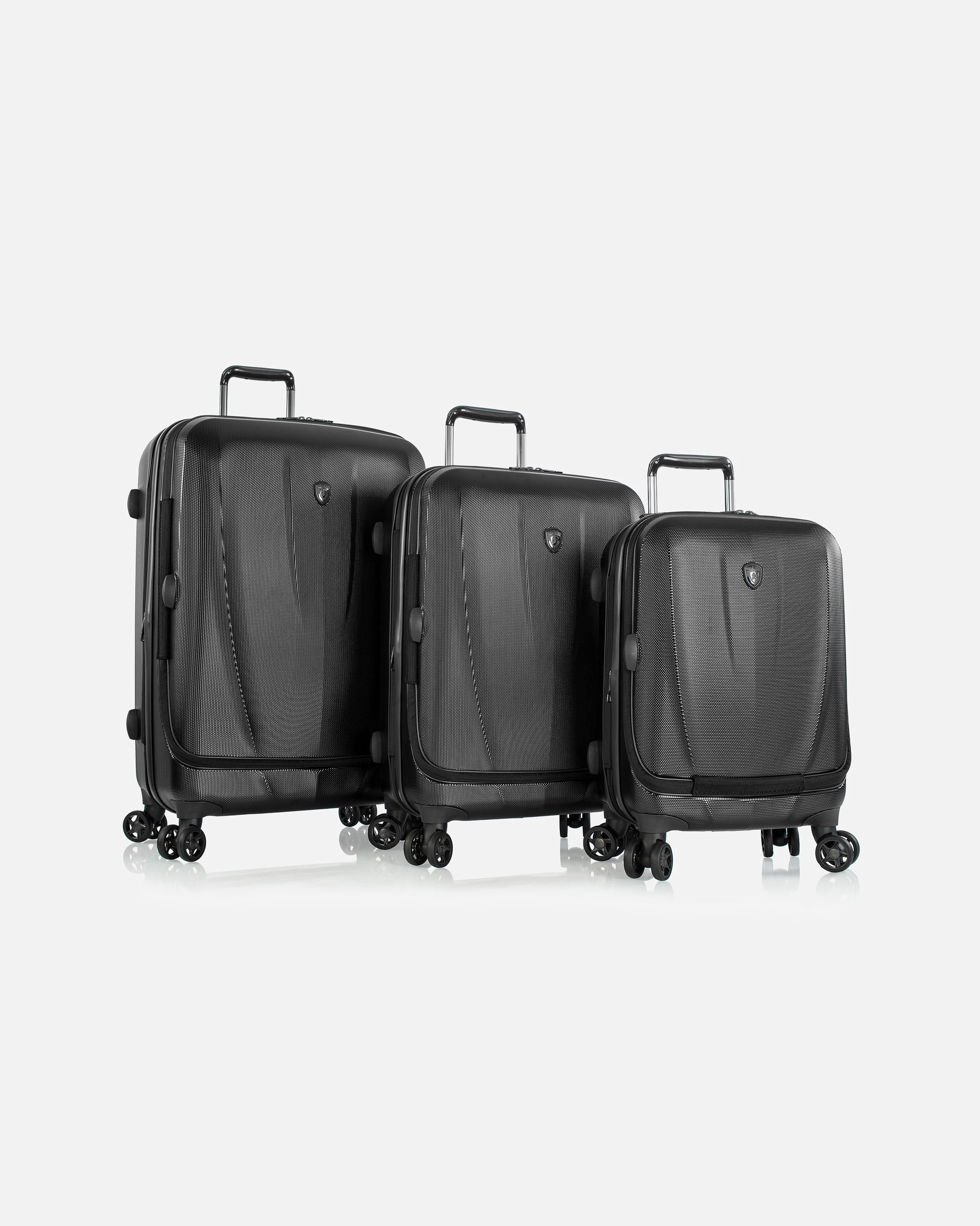 Koffer für Männlich Heys Vantage 4 Rollen Kofferset 3-teilig mit Dehnfalte black