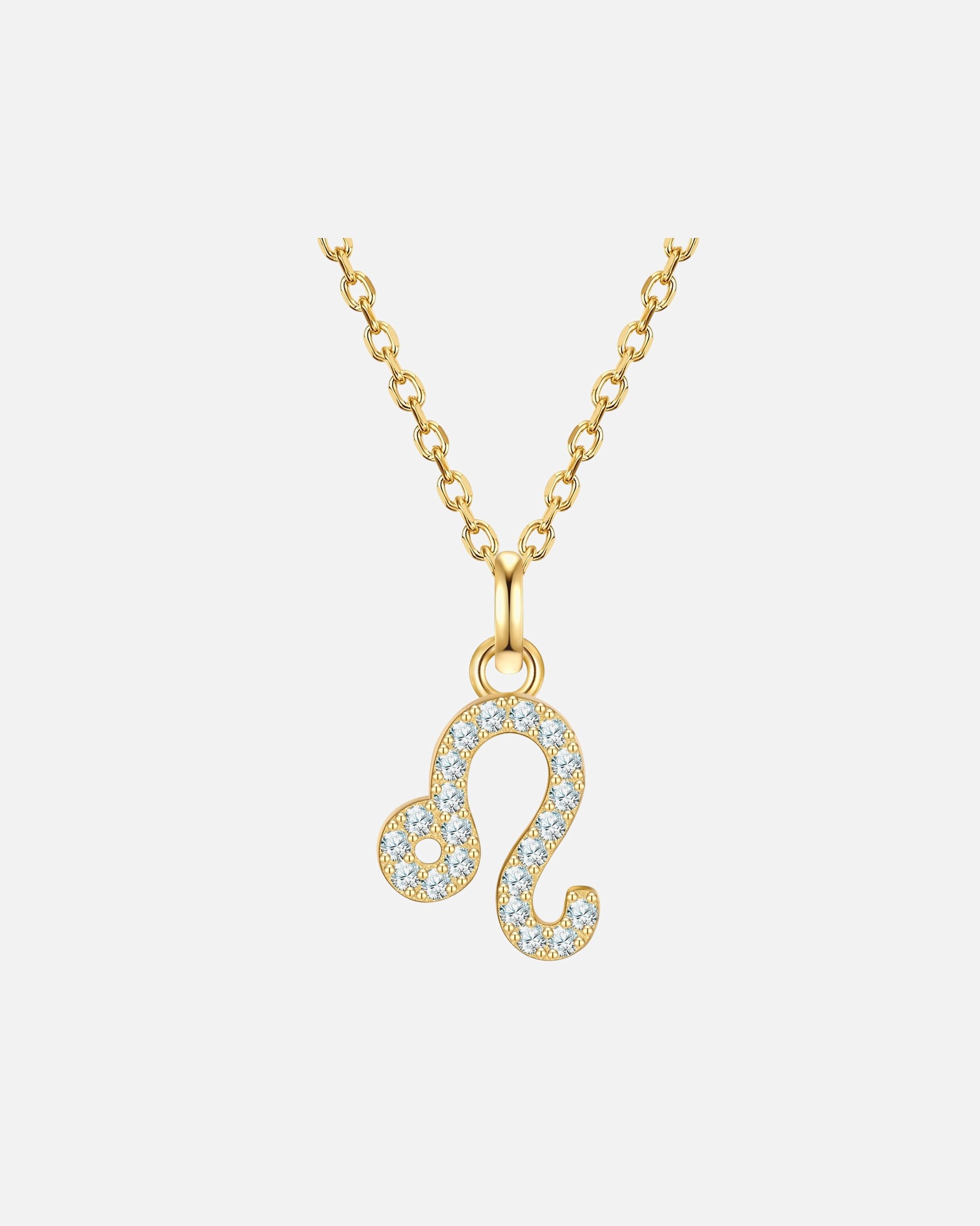 Collier for FemmeCollier Signe du Zodiaque Lion en argent sterling en or jaune avec zirconium40,0 cm Basiskette + 5,0 cm Verlängerung