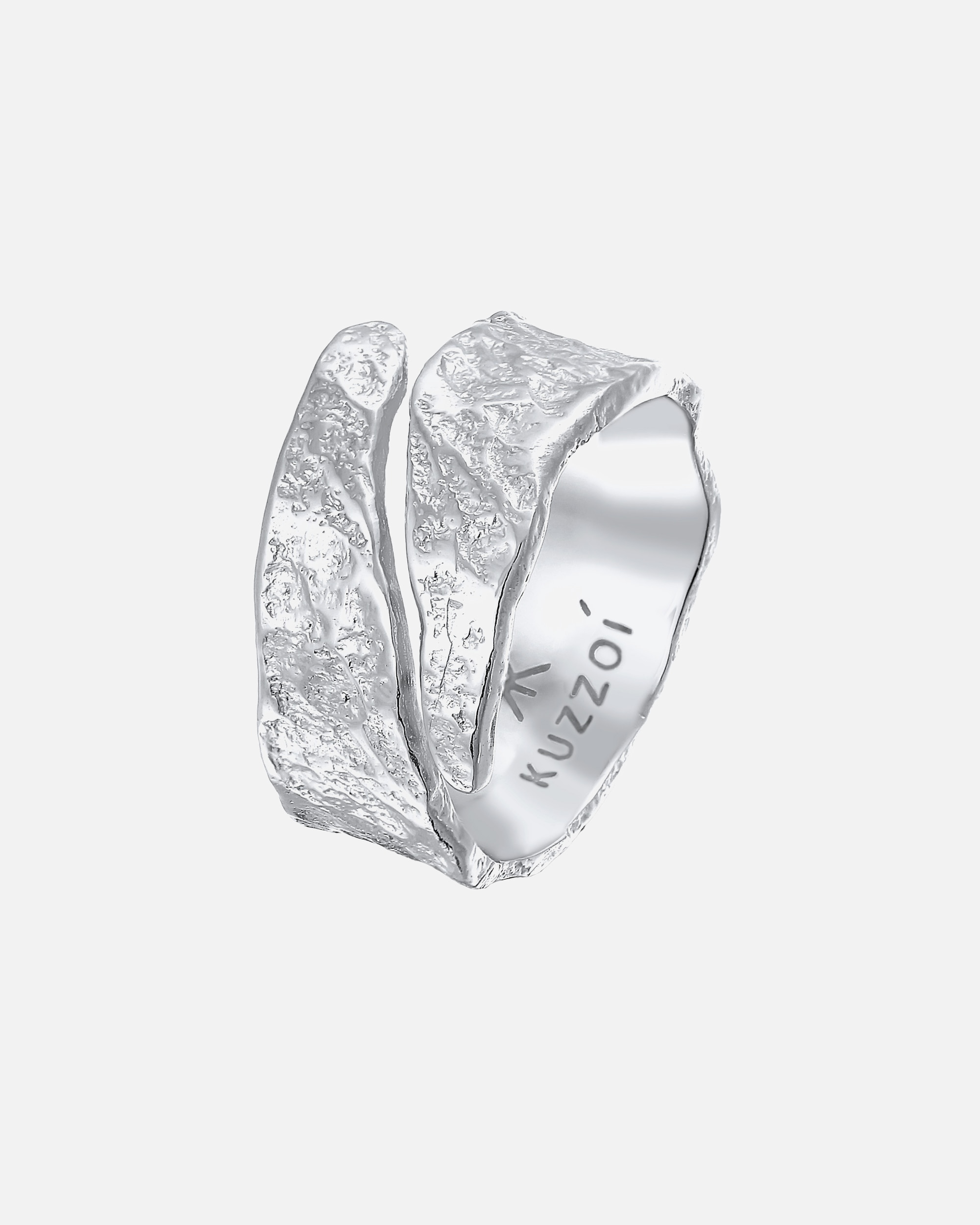 Bague for HommeKUZZOIBague pour homme Structure usagée d'aspect oxydé en argent sterling 92562