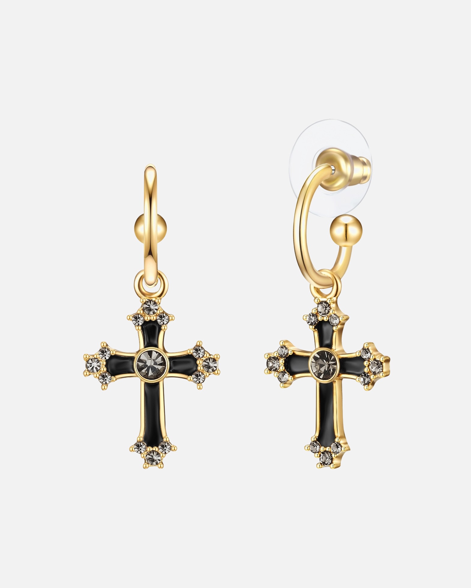 Boucle d'oreilles for FemmeBoucles d'oreille tendance Croix Métal Verre en Or jaune35,0 mm