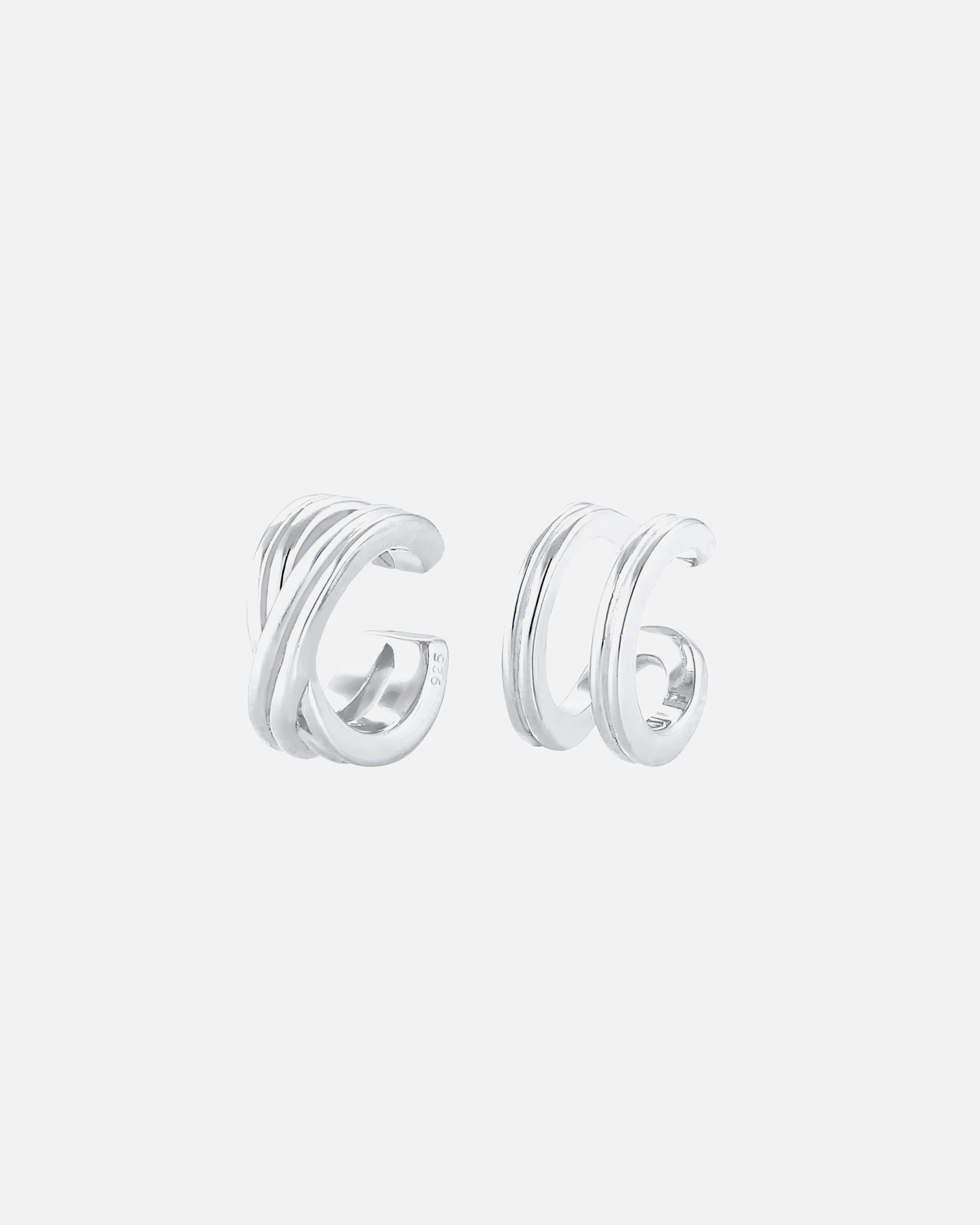 Ohrringe für Weiblich Elli Basic Set Earcuff Klemme Minimal Geo 925 Silber silberfarben