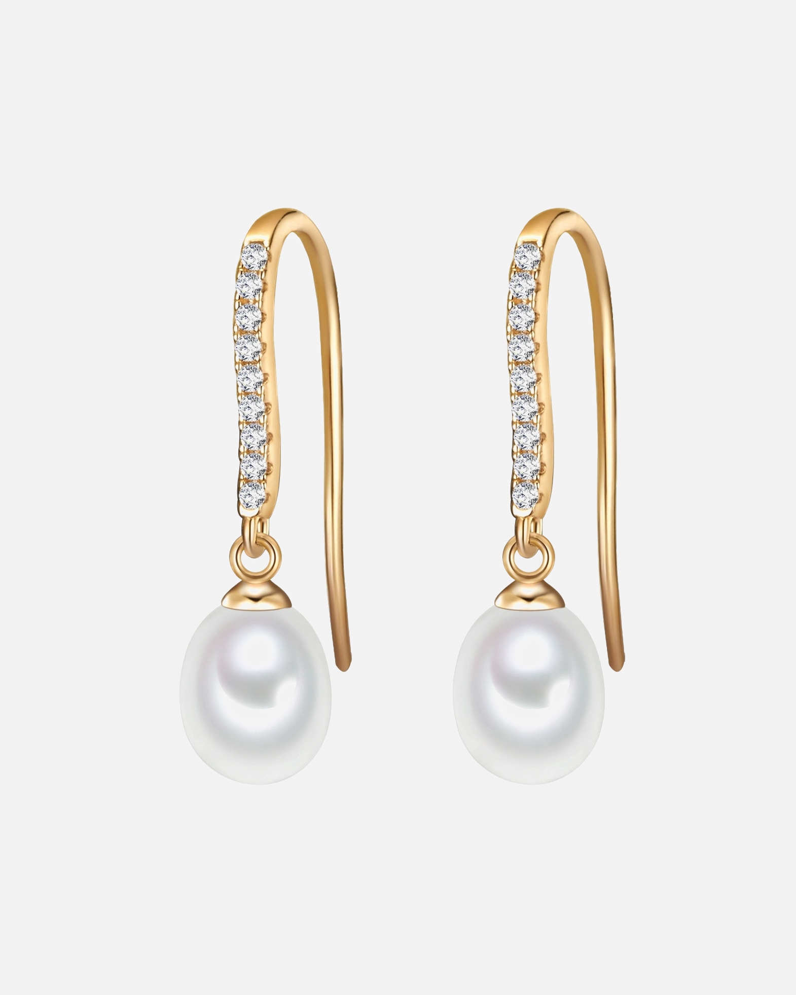 Boucle d'oreilles for FemmeBoucles d'oreille en perle Argent sterling Oxyde de zirconium (CZ) Perle de culture d'eau douce en Or jaune25,8 mm