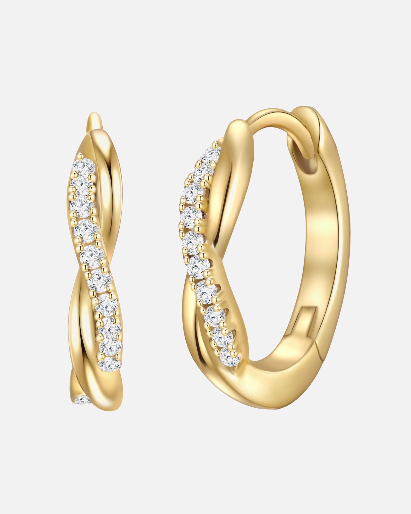 Créoles for FemmeCréoles en argent Argent sterling Oxyde de zirconium (CZ) en Or jaune16,1 mm