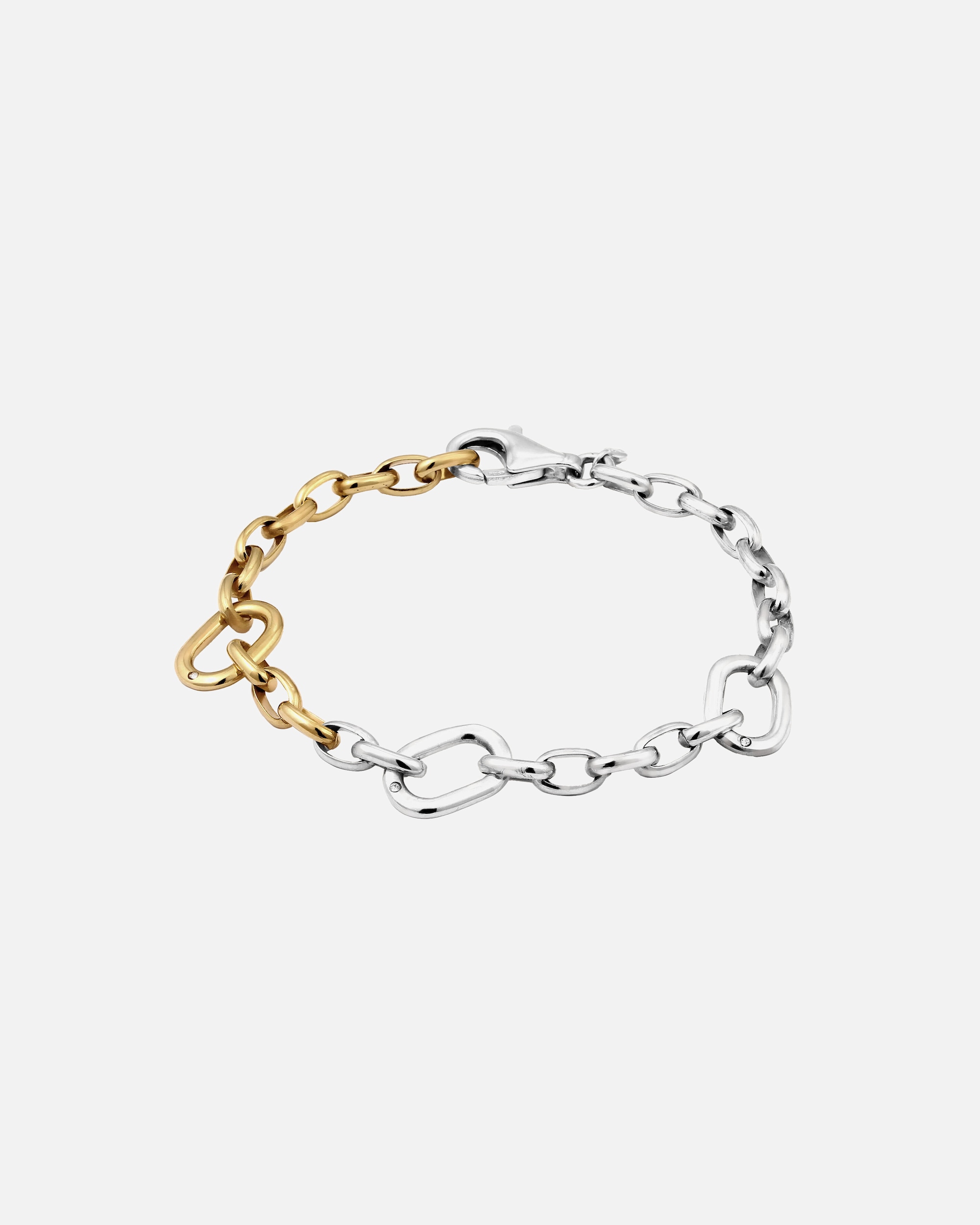 Bracelet for FemmeElliBracelet Femmes Chaîne Ancre ronde Cristaux de verre Taille Xilion Blanc Argent Sterling 925 19 cm Bicolore19