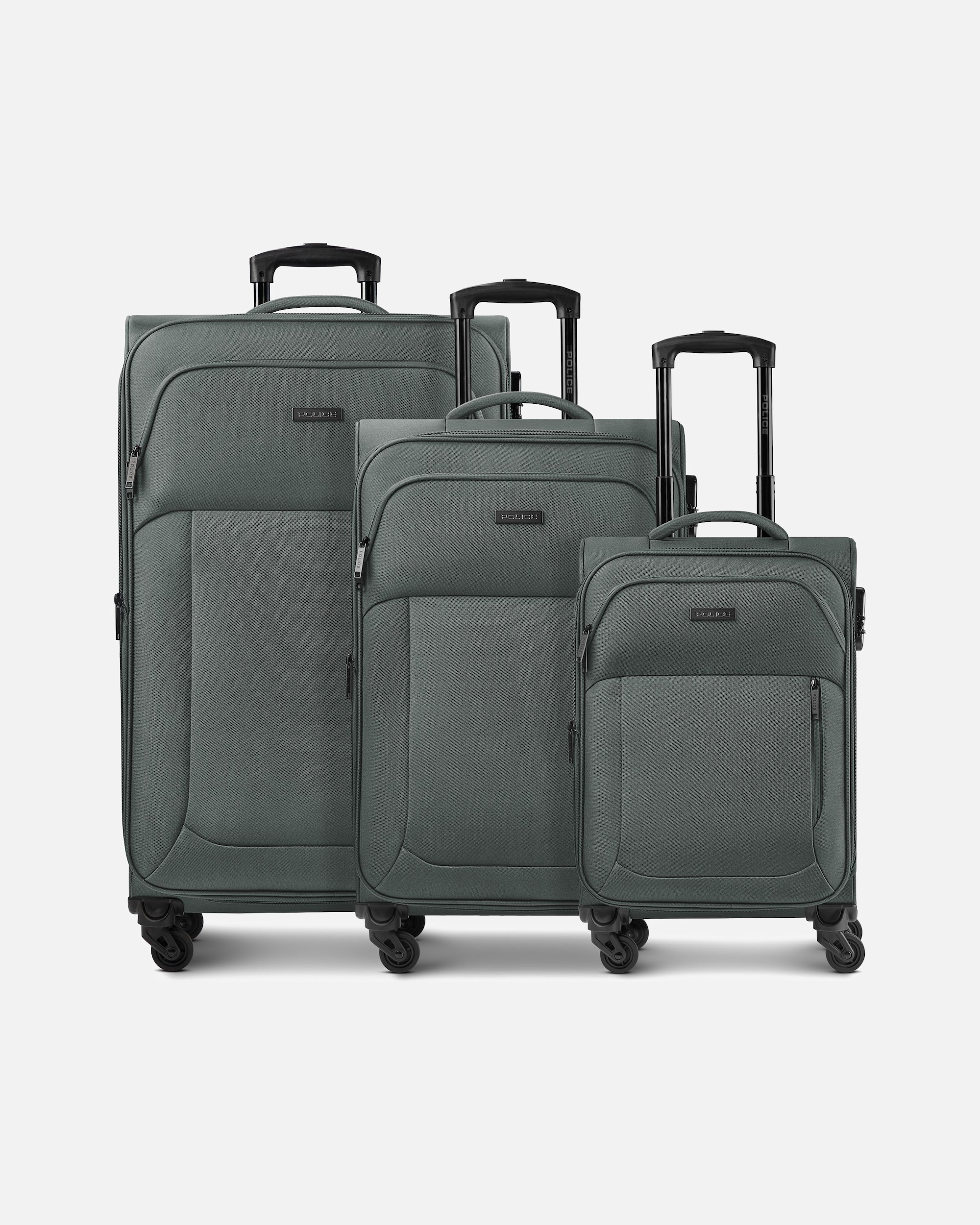 Valise for HommePoliceSan Francisco 4 roues Set de valises 3 pièces avec soufflet d'extensionstone green