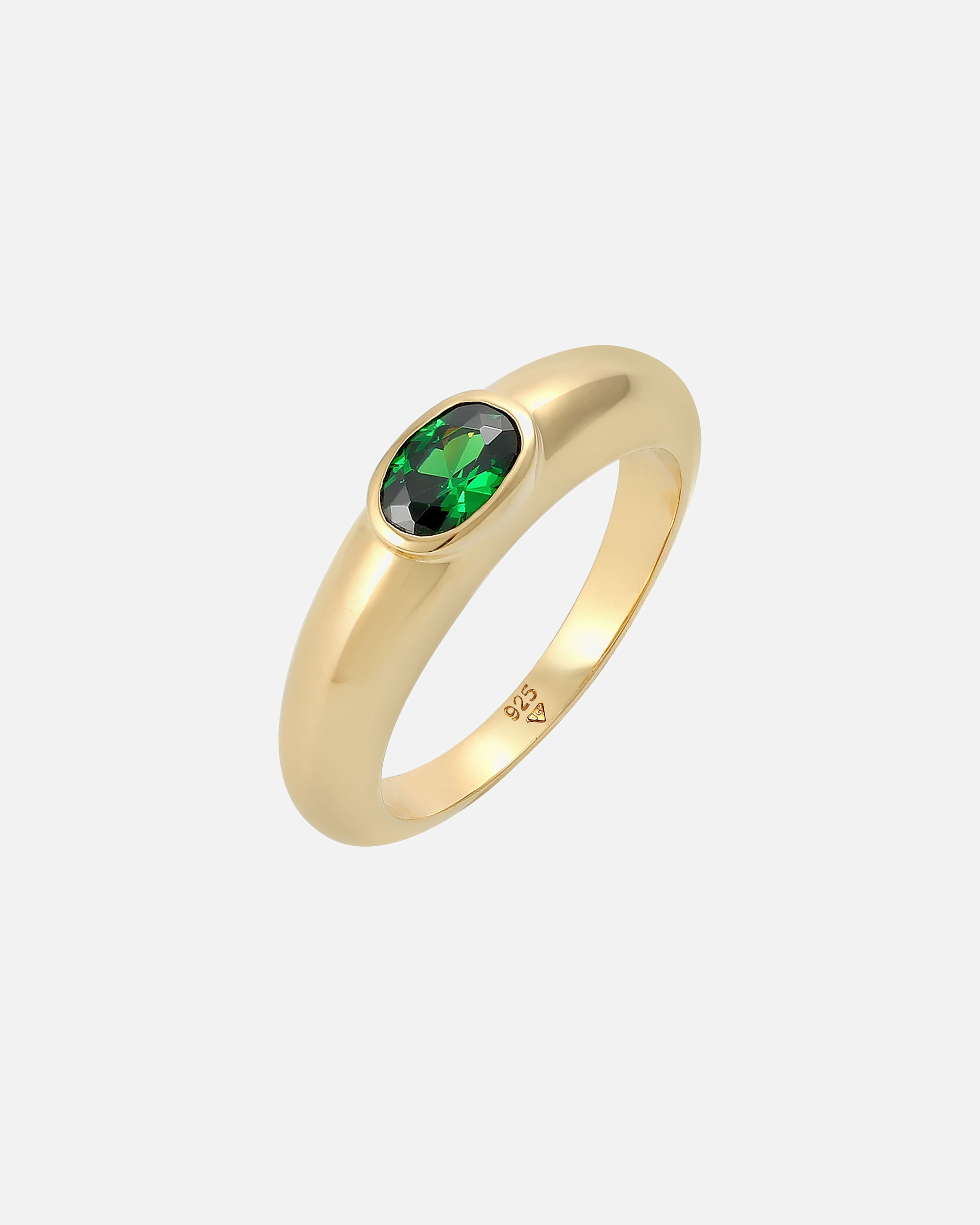 Bague for FemmeElliBague pour femme Solitaire vert ovale avec cristal de zirconium en argent sterling 925 plaqué or58