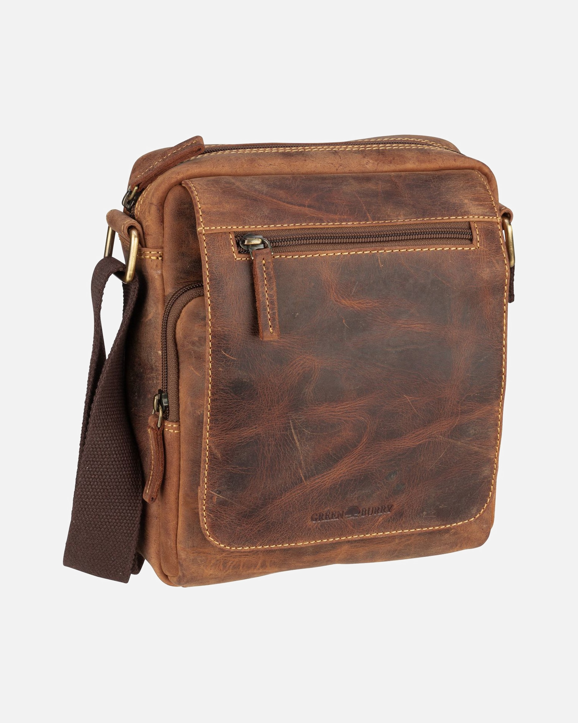 Umhängetasche für Männlich Greenburry Vintage Umhängetasche brown