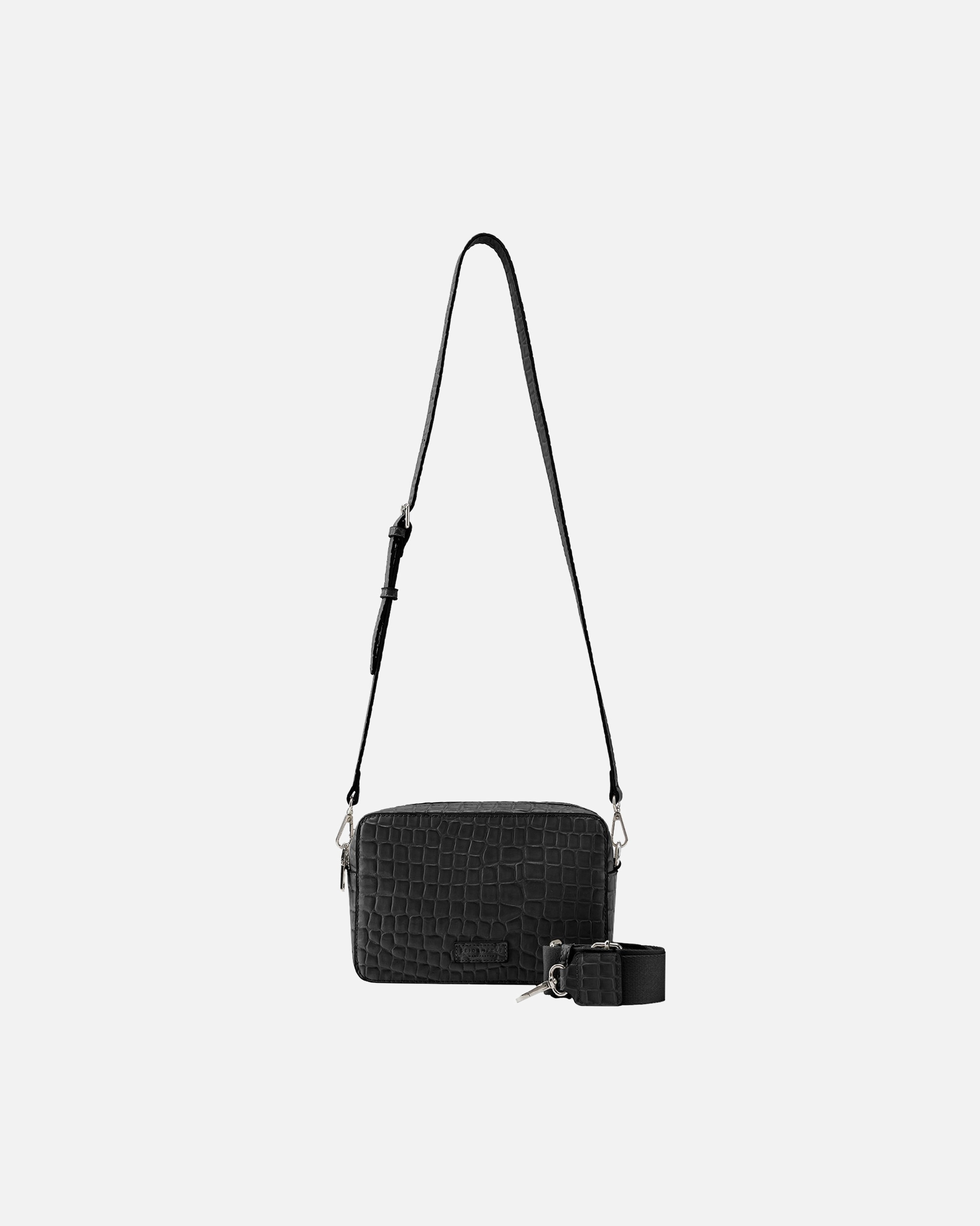 Clutch für Weiblich Seidenfelt Nesna Umhängetasche 22 cm croco print black