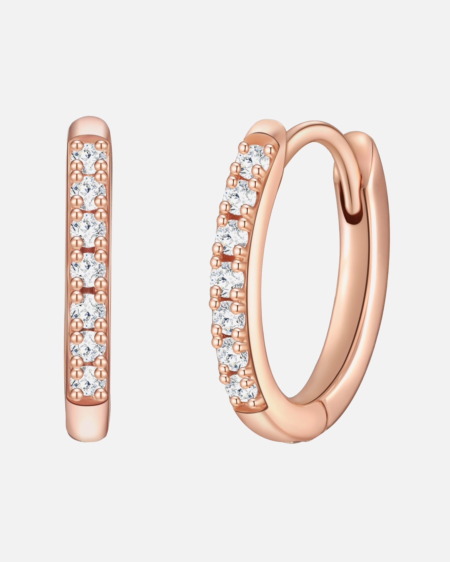 Créoles for FemmeCréoles en argent Argent sterling Oxyde de zirconium (CZ) en Or rose14,8 mm