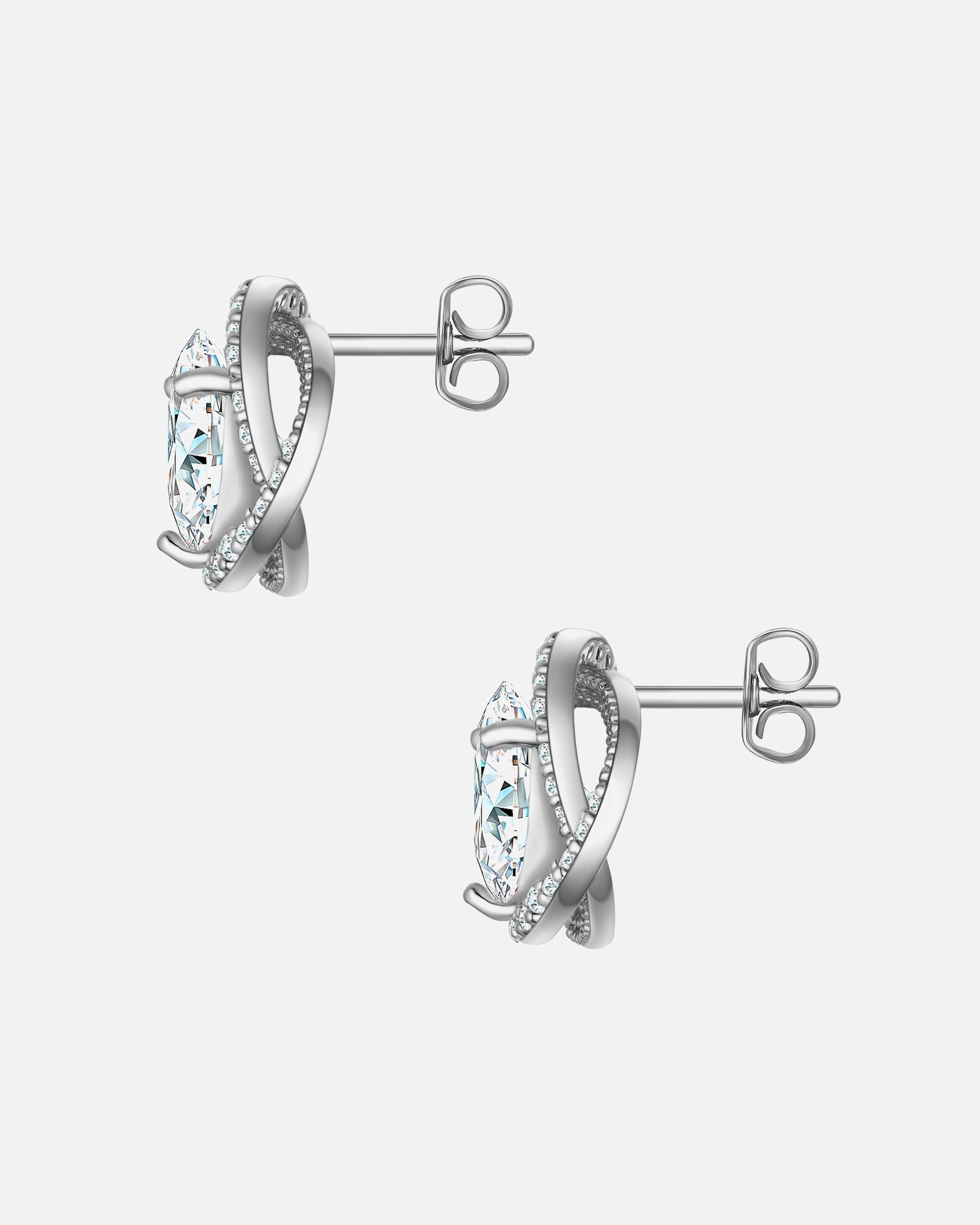 Ohrringe für Weiblich Yokoamii Ohrstecker aus Messing in silber mit Zirkonia 12,3 mm