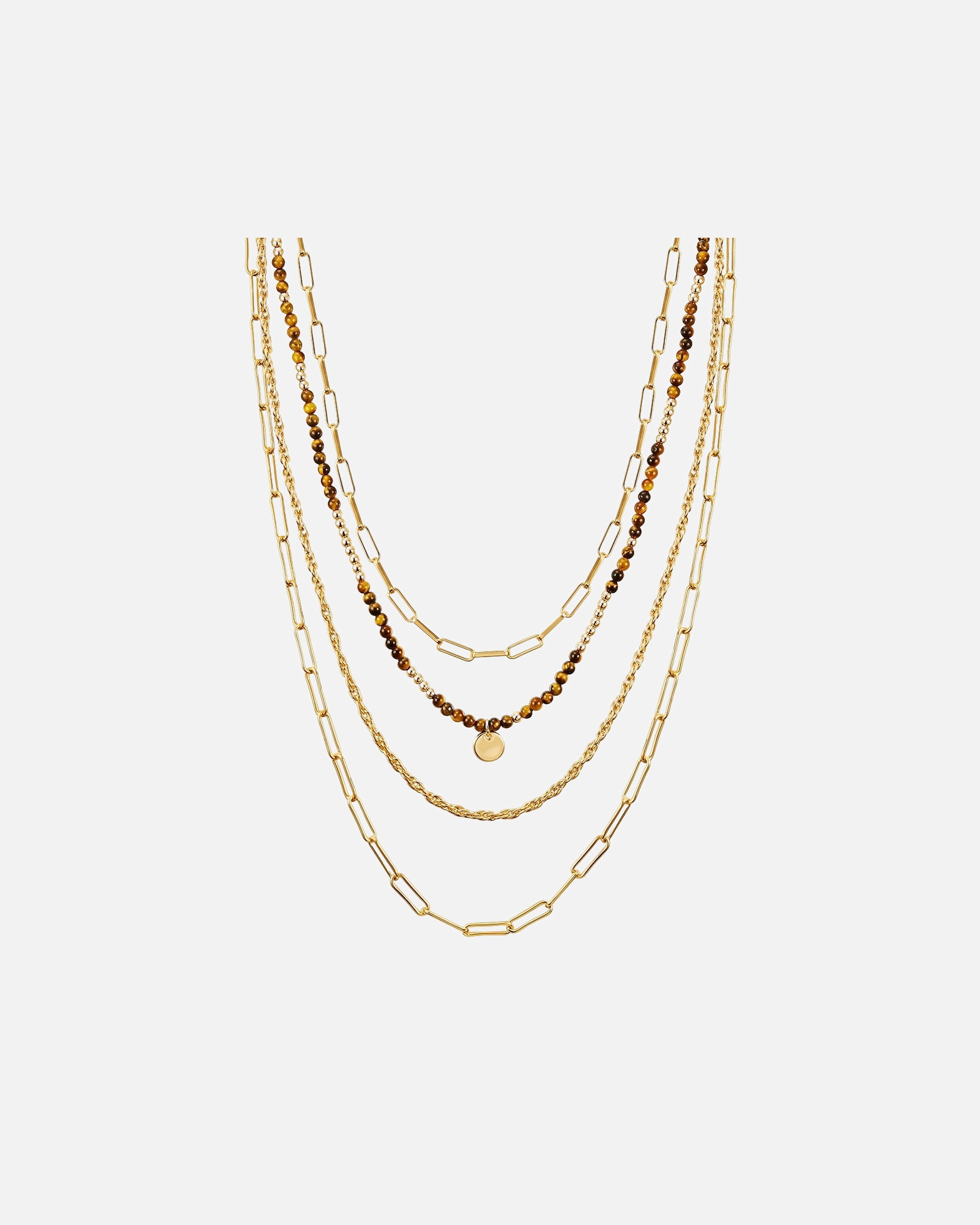 Collier for FemmeYokoamiiCollier tendance Métal Pierre naturelle en Or jaune43,0/46,0/53,0/60,0 cm Basiskette + 3,0