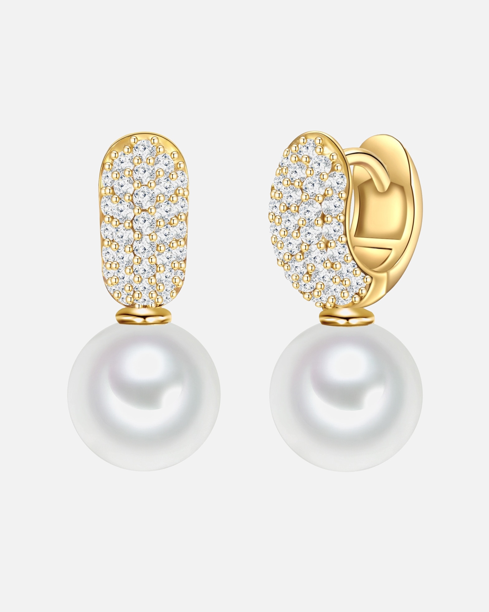 Boucle d'oreilles for FemmeRafaela DonataBoucles d'oreille en argent Argent sterling Oxyde de zirconium (CZ) Perles organiques en Or jaune22,4 mm