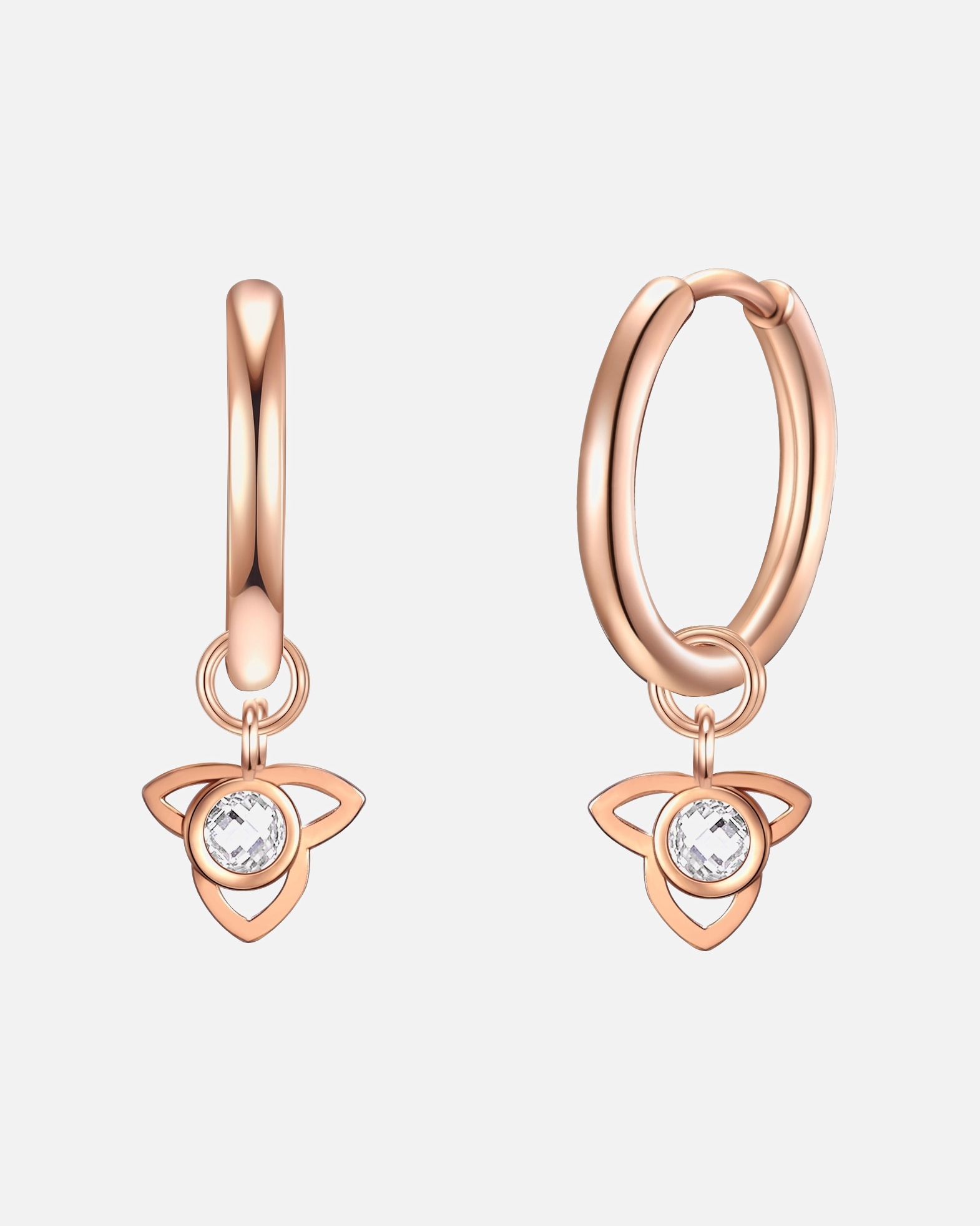 Créoles for FemmeCréoles en acier inoxydé fleur de lotus Acier inoxydable Preciosa en Or rose23,6 mm