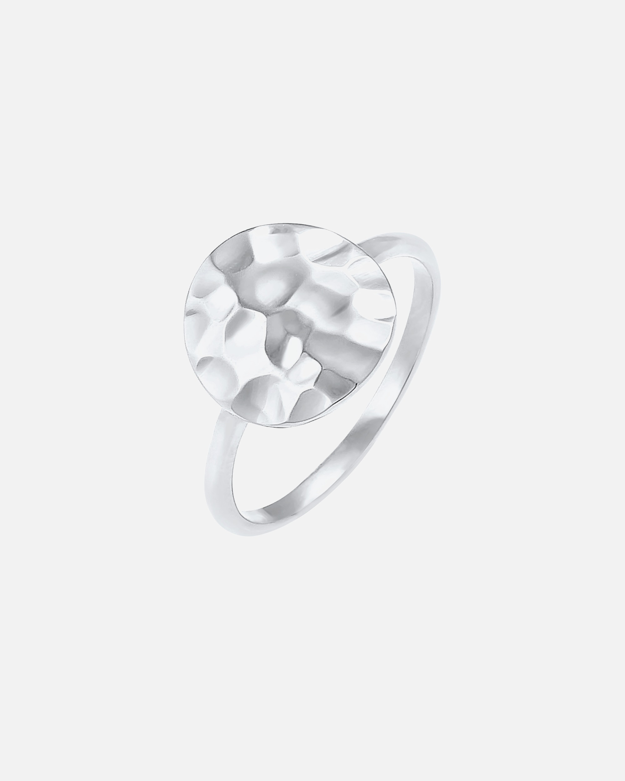 Bague for FemmeElliPlaquette pour dames tendance martelée en argent sterling 92556