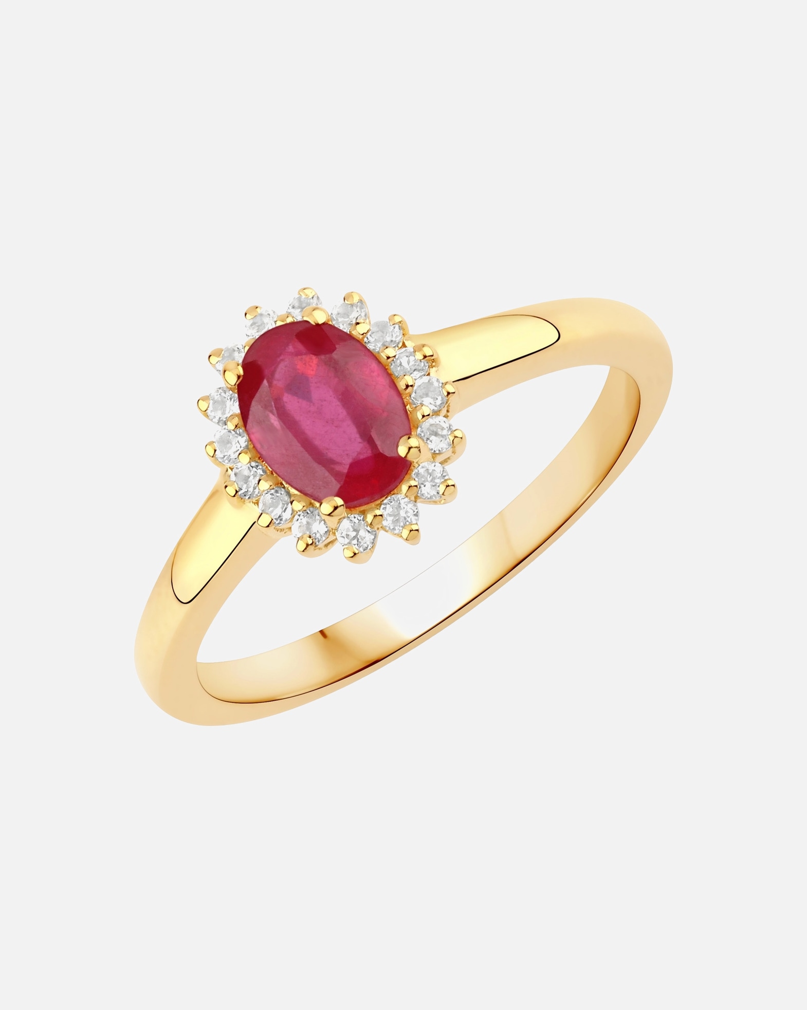 Ring für Weiblich Rafaela Donata Ring Sterling Silber Rubin (glasgefüllt) in Gelbgold 50
