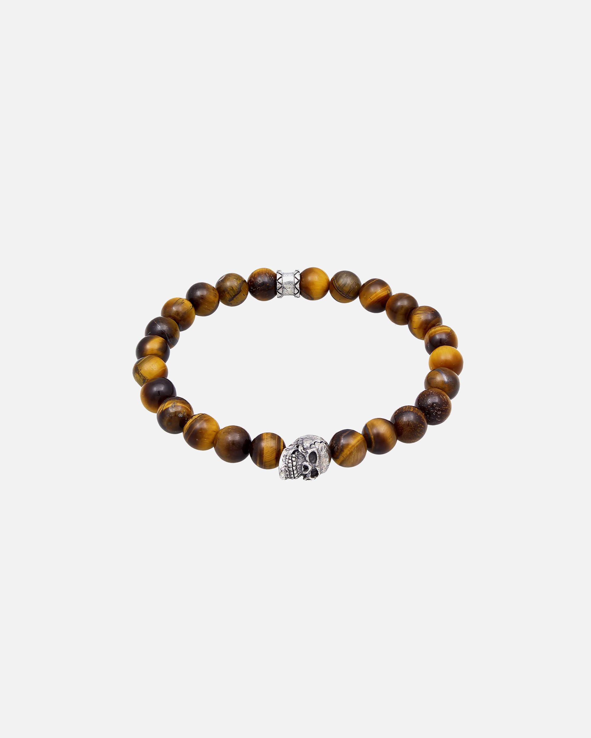 Armband für Männlich KUZZOI Herren Totenkopf Tigerauge Beads 925 Silber 23