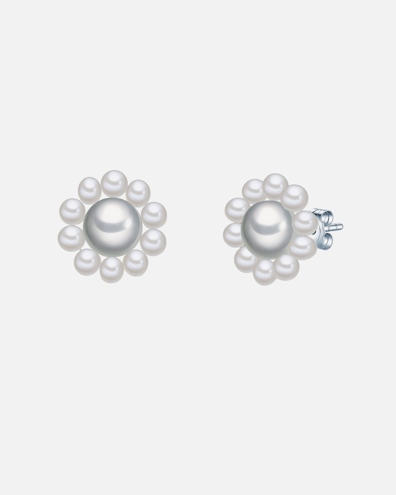 Boucle d'oreilles for FemmePuce d'oreille en perle Fleur Perle de culture d'eau douce Perle de culture d'eau douce en Gris12,3 mm