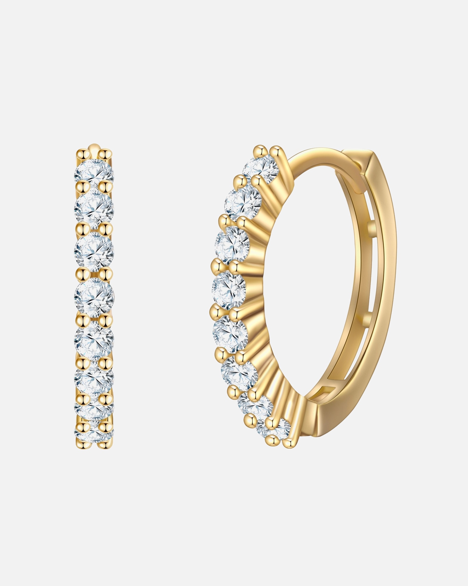Creolen für Weiblich Rafaela Donata Creolen aus Sterling Silber in Gelbgold mit Zirkonia 15,4 mm