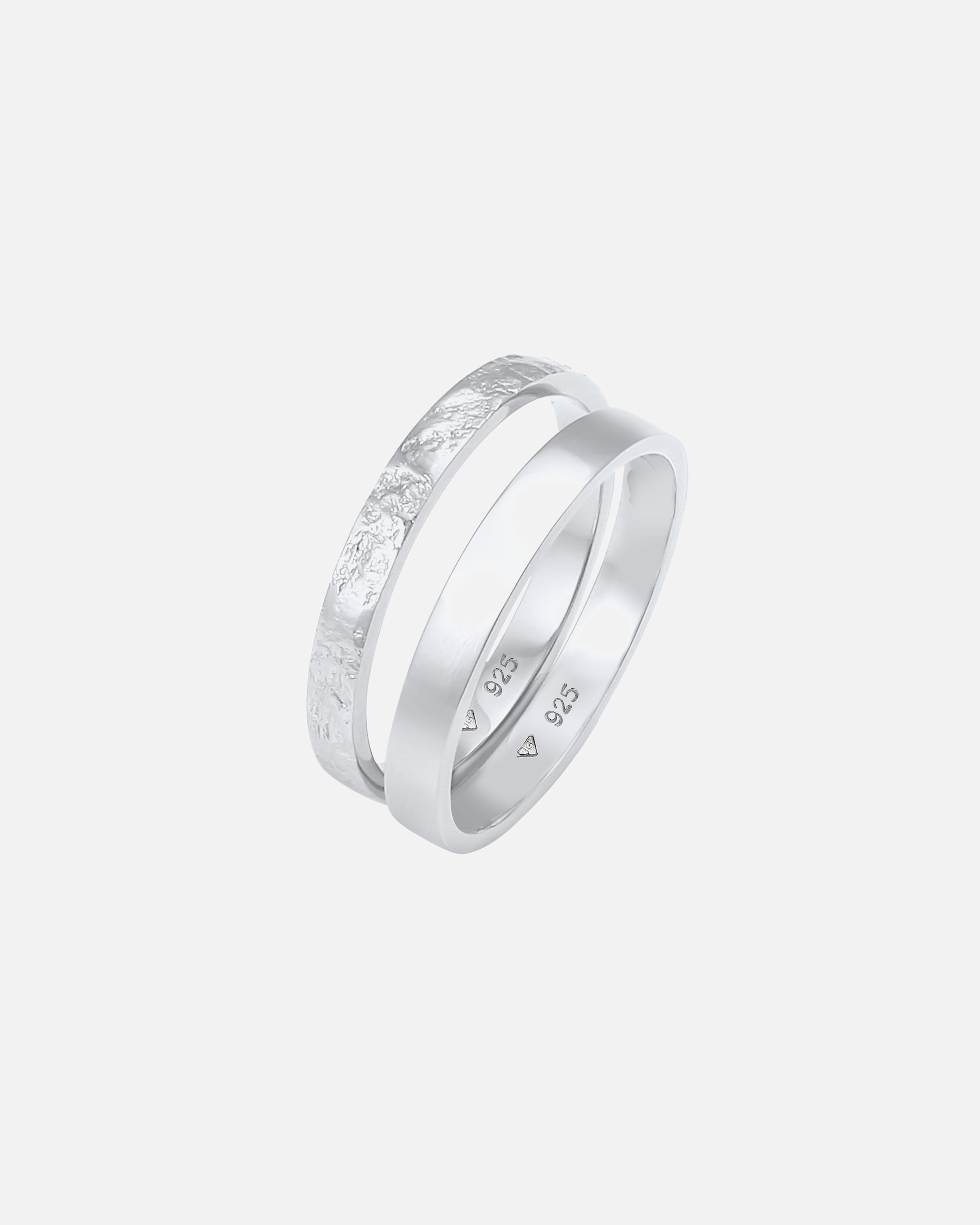 Bague for FemmeElliFemmes Ensemble Basique Look Martelé Combinable en Argent Sterling 92558