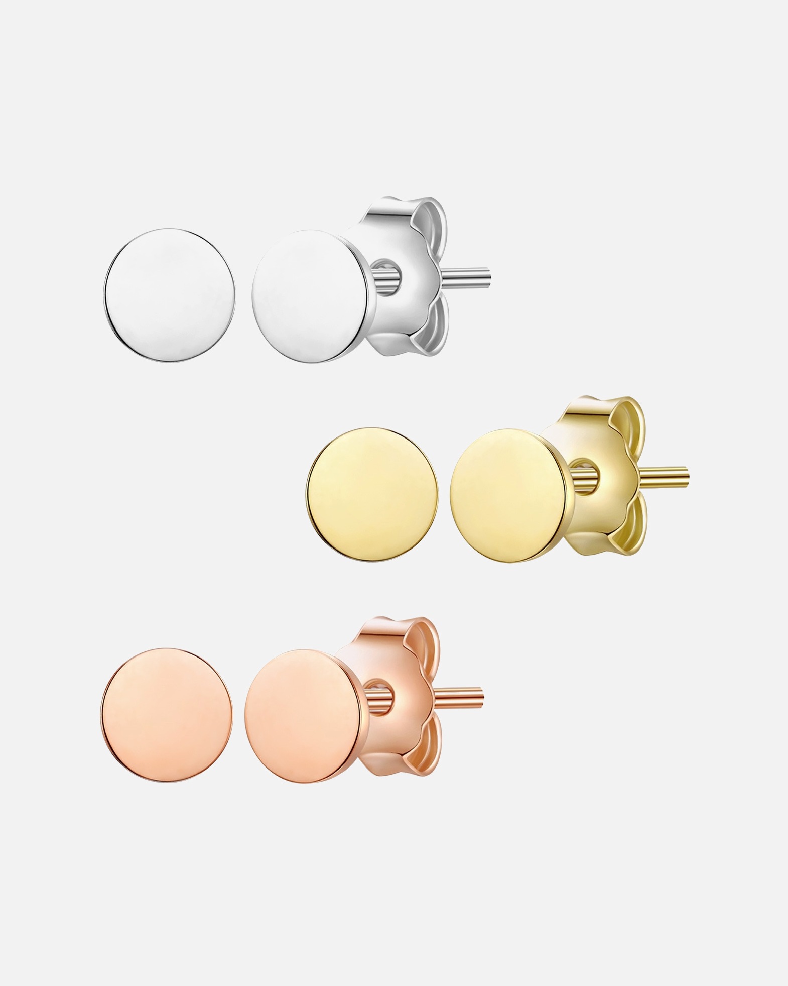 Boucle d'oreilles for FemmePuces d'oreilles en argent Argent sterling en Argent/or jaune/or rose3,8 mm