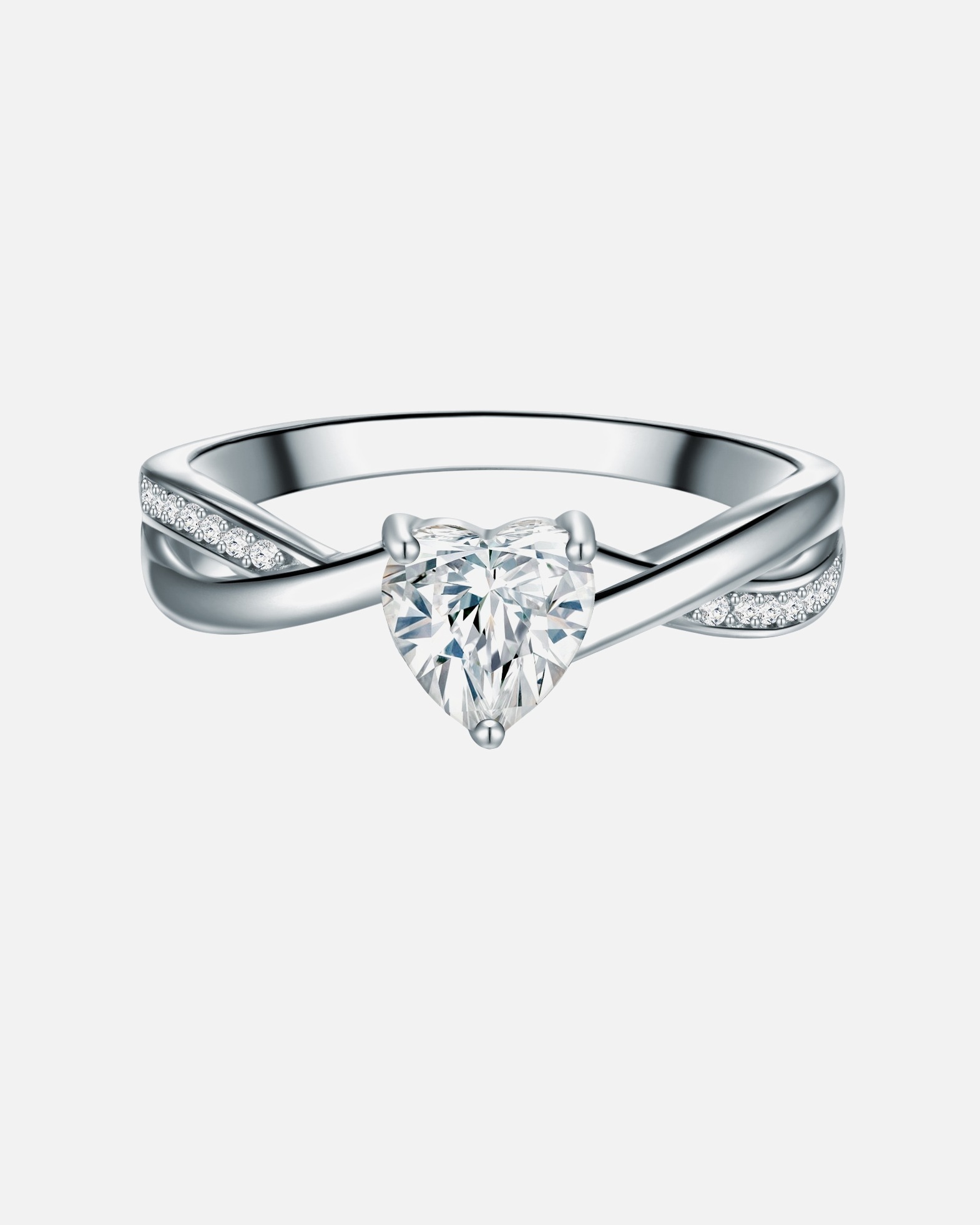 Bague for FemmeCoeur Argent sterling Oxyde de zirconium (CZ) en Argent54