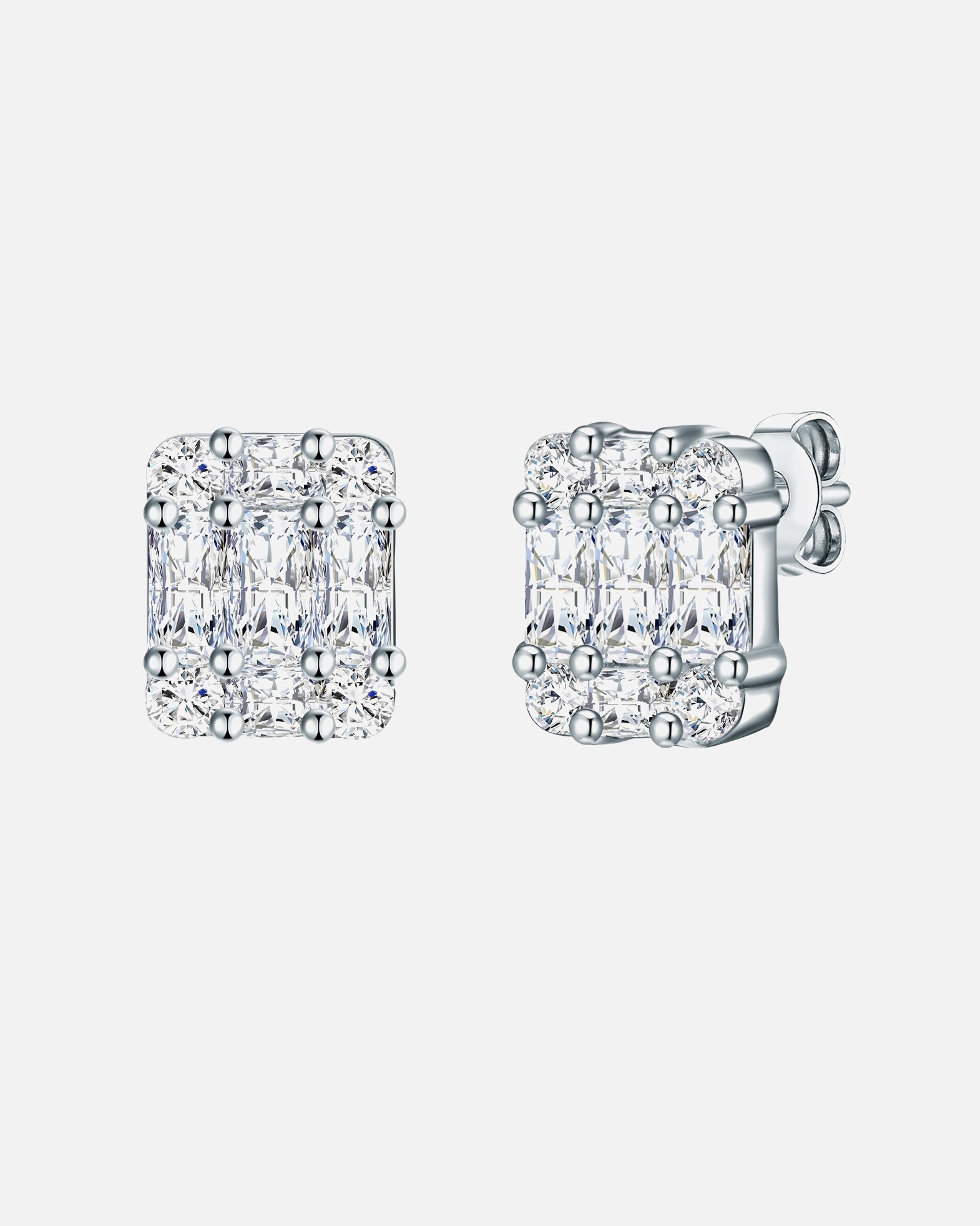 Boucle d'oreilles for FemmePuces d'oreilles en argent Argent sterling Oxyde de zirconium (CZ) en Argent11,1 mm