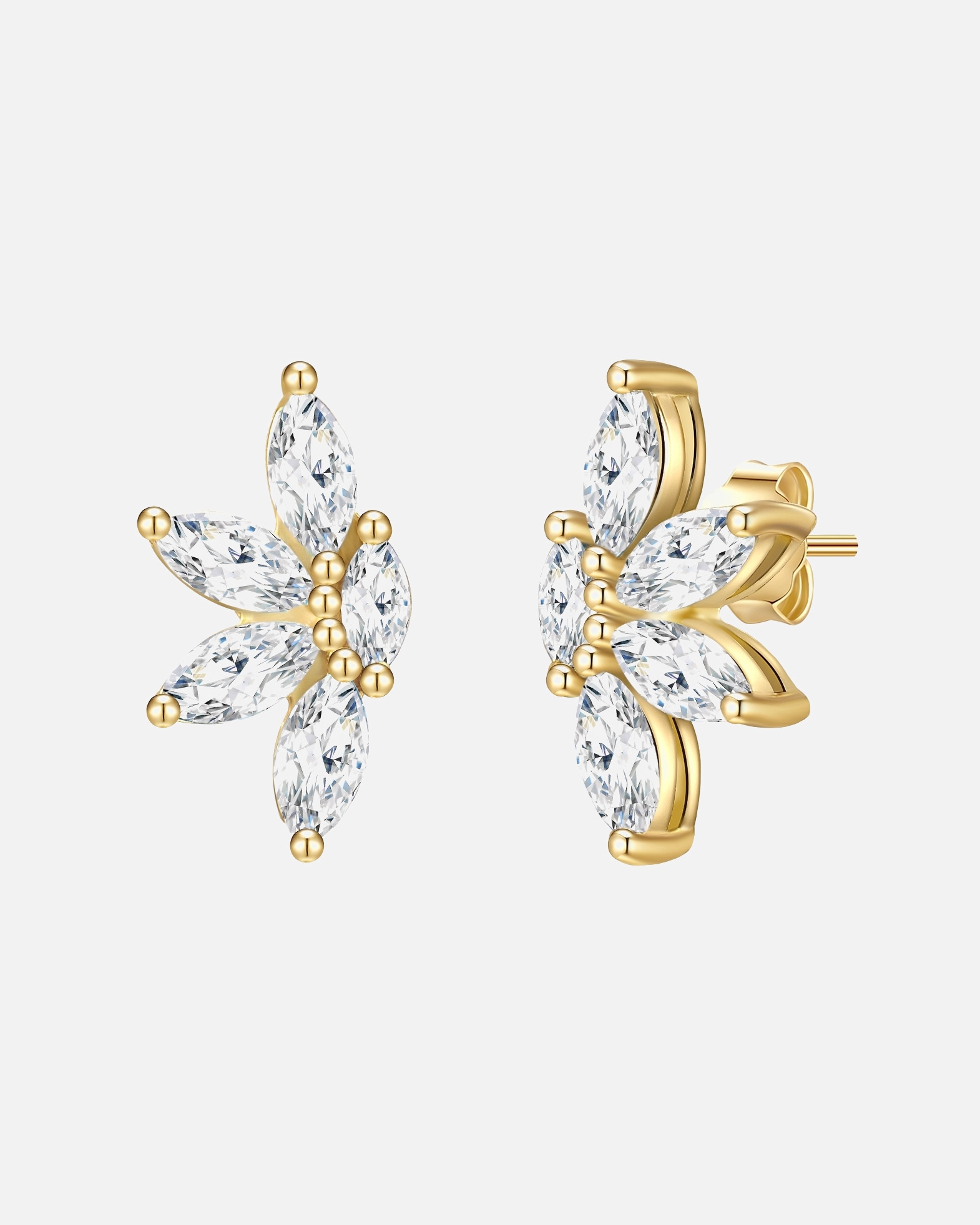 Boucle d'oreilles for FemmeGlanzstücke MünchenPuces d'oreilles en argent Fleur Argent sterling Oxyde de zirconium (CZ) en Or jaune14,4 mm