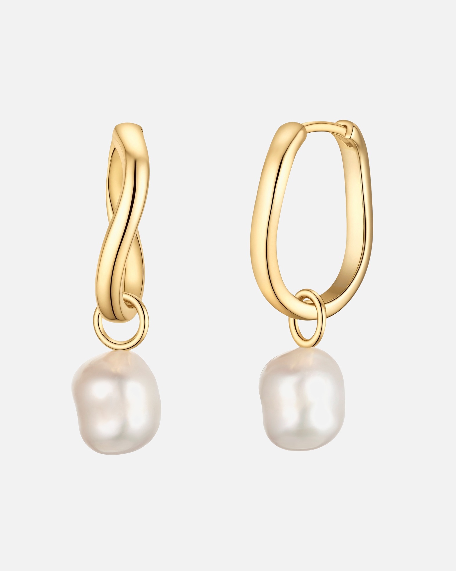 Creolen für Weiblich Perlen-Creolen aus Sterling Silber in gelbgold mit Süßwasser-Zuchtperle 31,5 mm