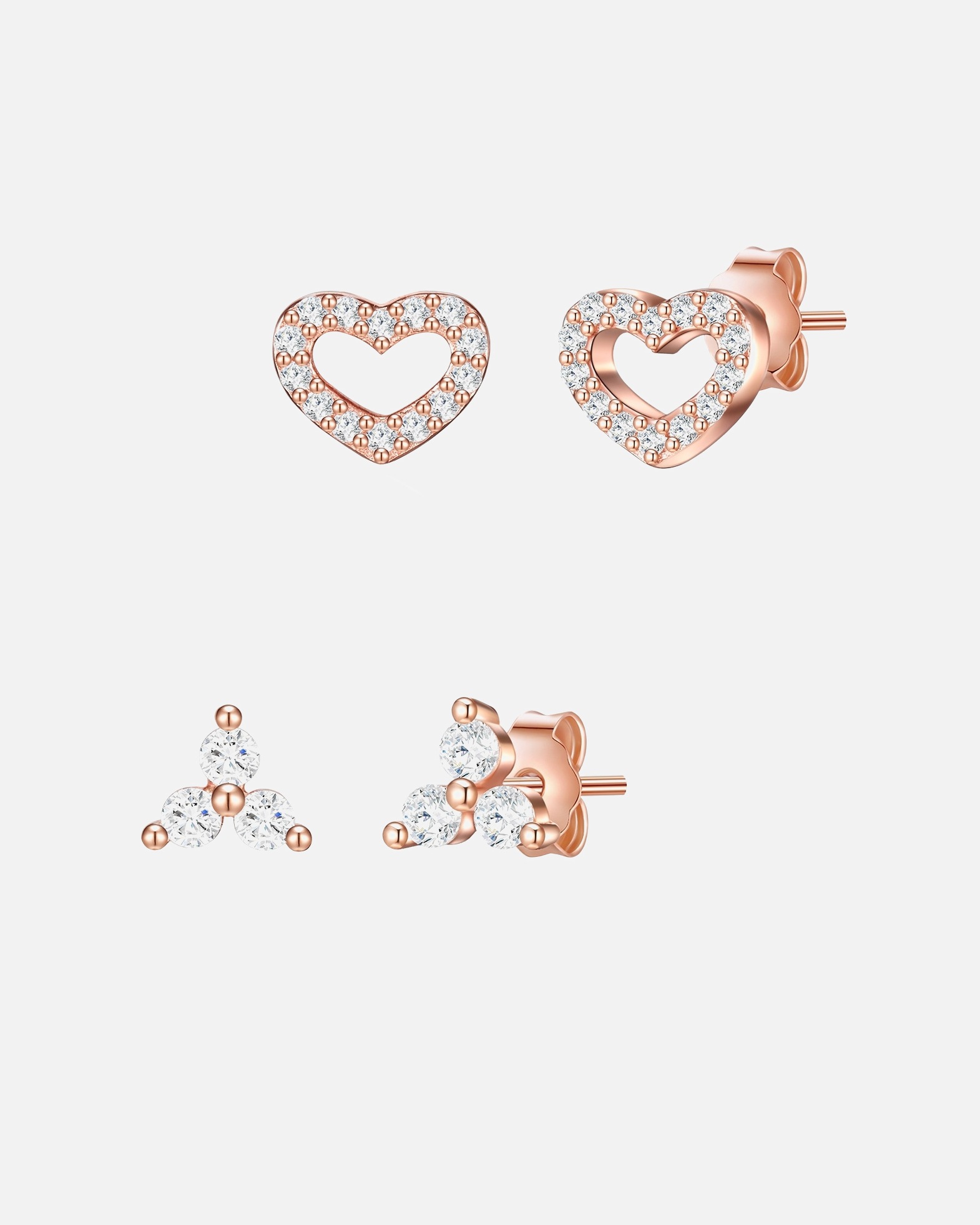 Boucle d'oreilles for FemmeEnsemble (lot de 2 paires de boucles) Coeur en Laiton en Or rose5,8/4,5 mm