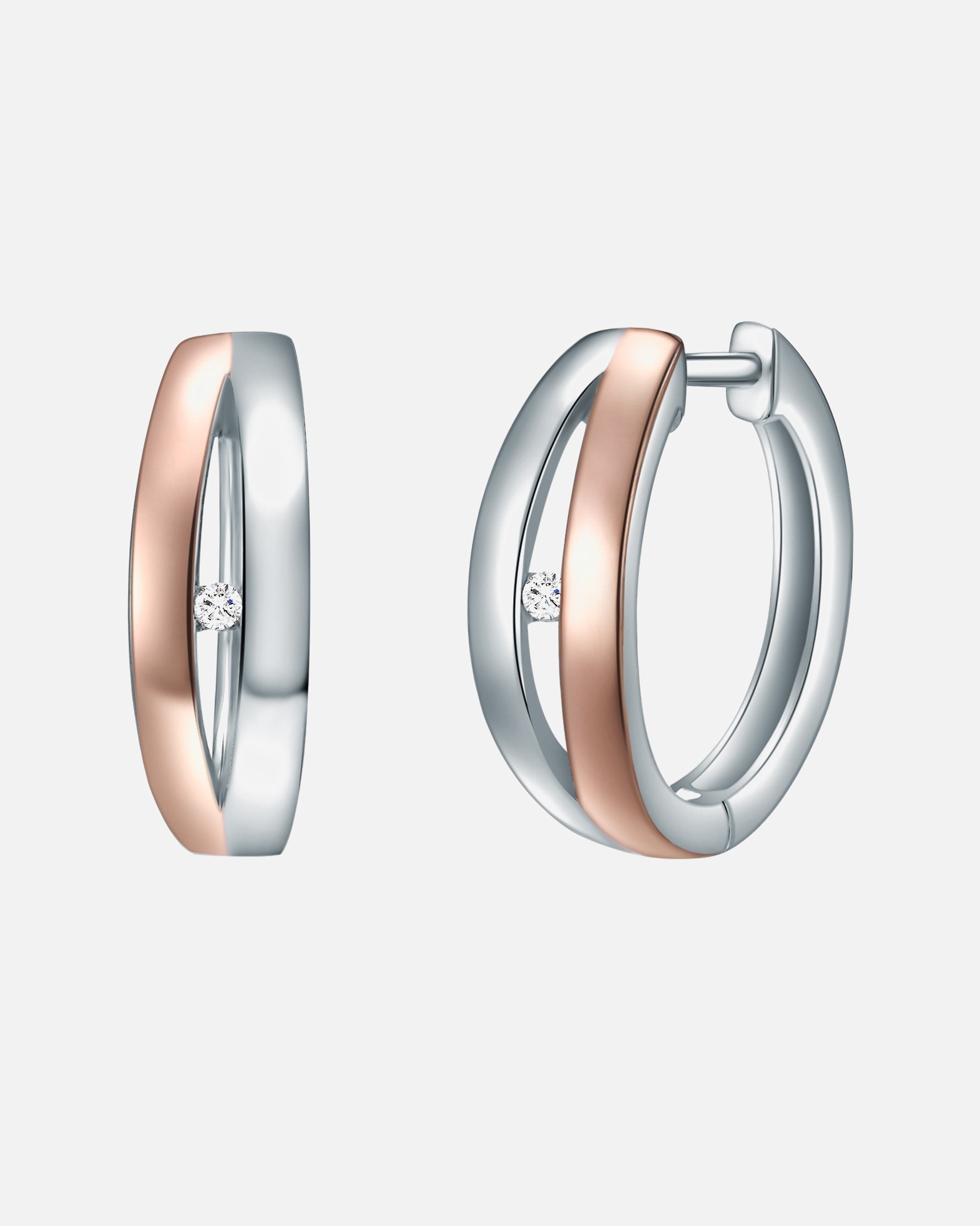 Créoles for FemmeLulu & JaneBoucles d´oreilles Argent sterling Diamant en Argent/or rose15,0 mm