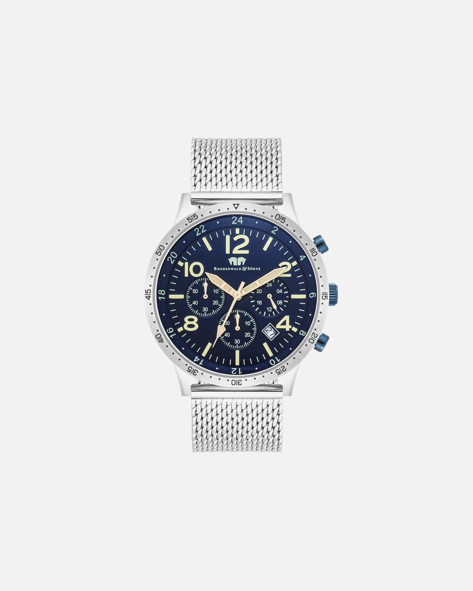 Uhr für Männlich Armband-Uhr Flight Captain aus Edelstahl in silber 43,8 mm