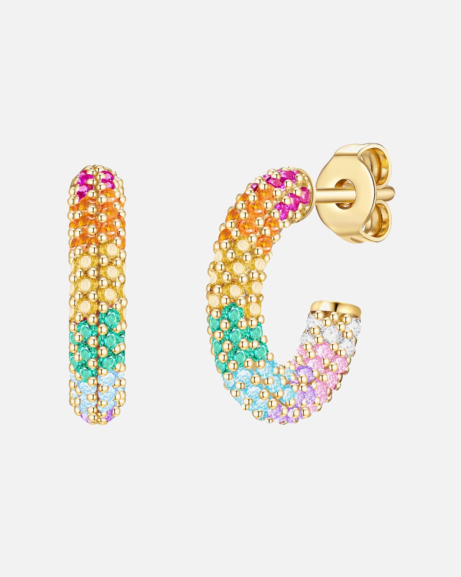 Créoles for FemmeCréoles en argent Argent sterling Oxyde de zirconium (CZ) en Or jaune15,6 mm