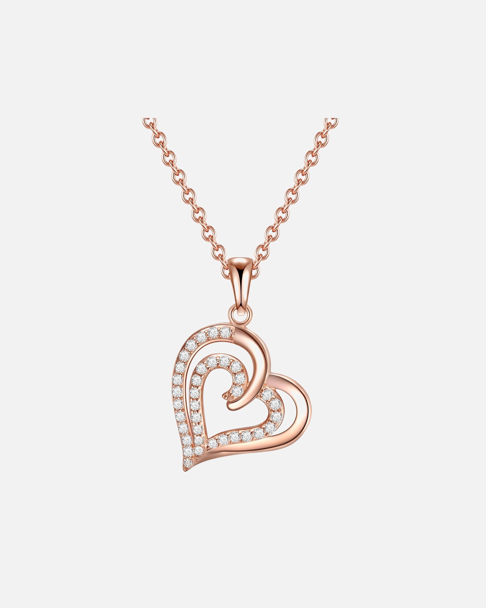 Collier for FemmeCollier en argent Coeur Argent sterling Oxyde de zirconium (CZ) en Or rose42,0 cm Basiskette + 7,0 cm Verlängerung