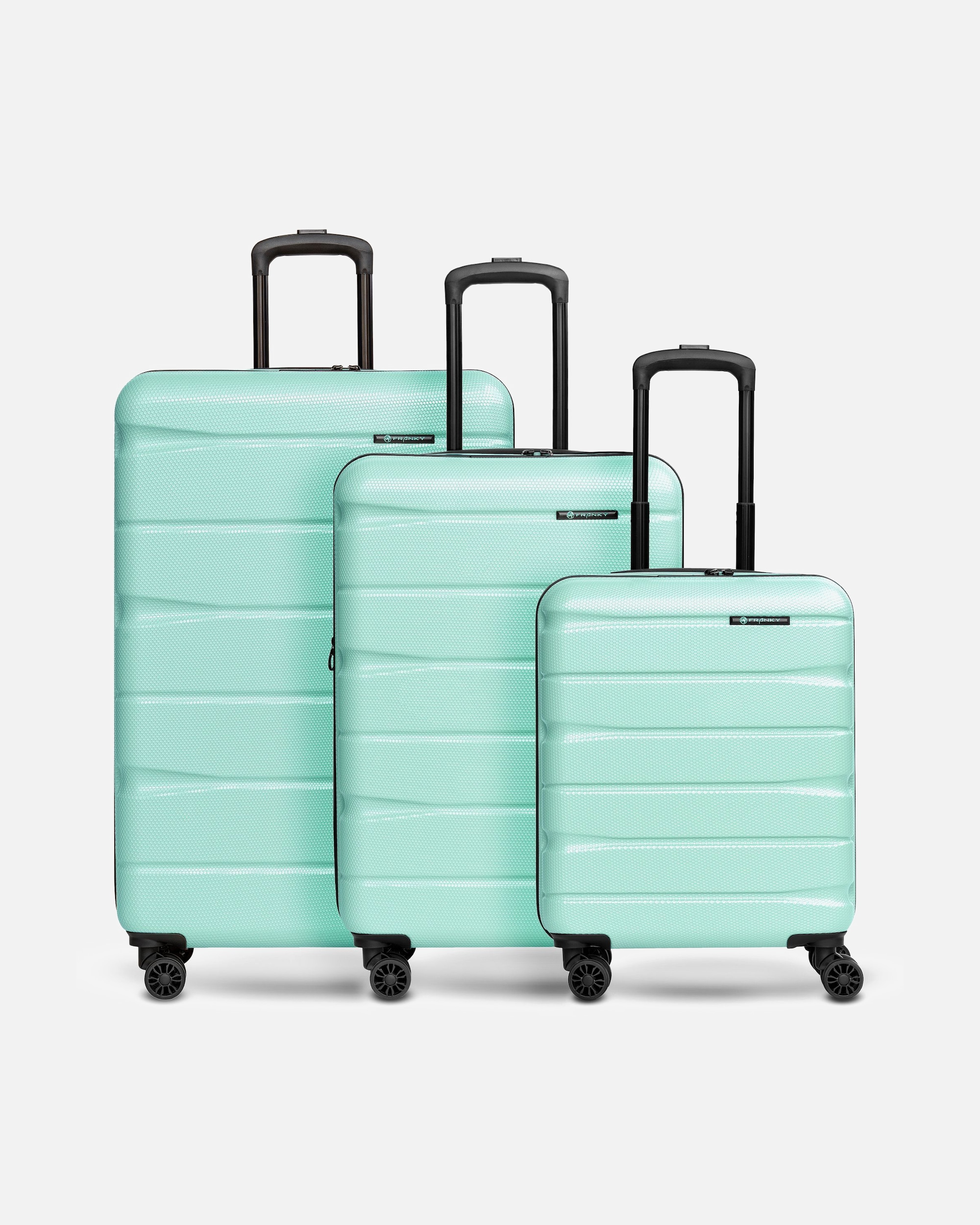 Koffer für Männlich Franky Munich 4.0 4 Rollen Kofferset 3-teilig mit Dehnfalte mint shiny