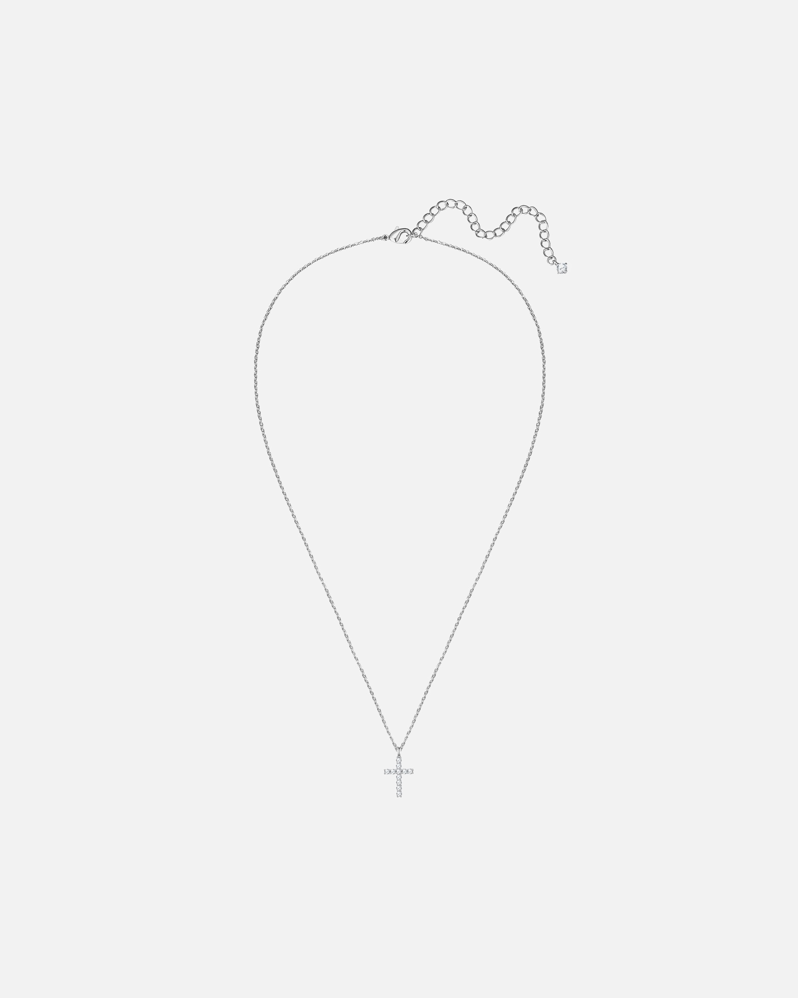 Halskette für Weiblich Lulu & Jane Halskette Kreuz aus Messing in silber mit Zirkonia 40,0 cm Basislänge + 7,0 cm Verlängerung